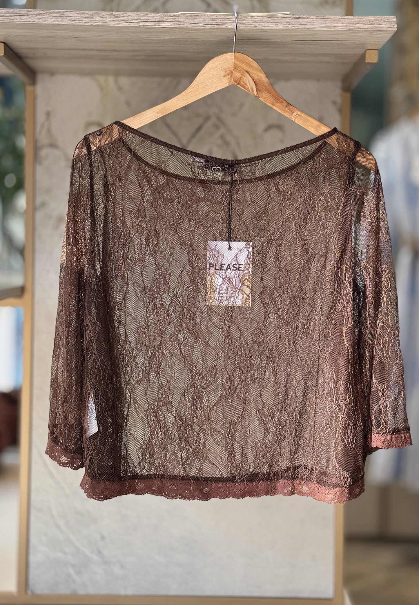 PLEAASE - Maglia Pizzo Tabacco