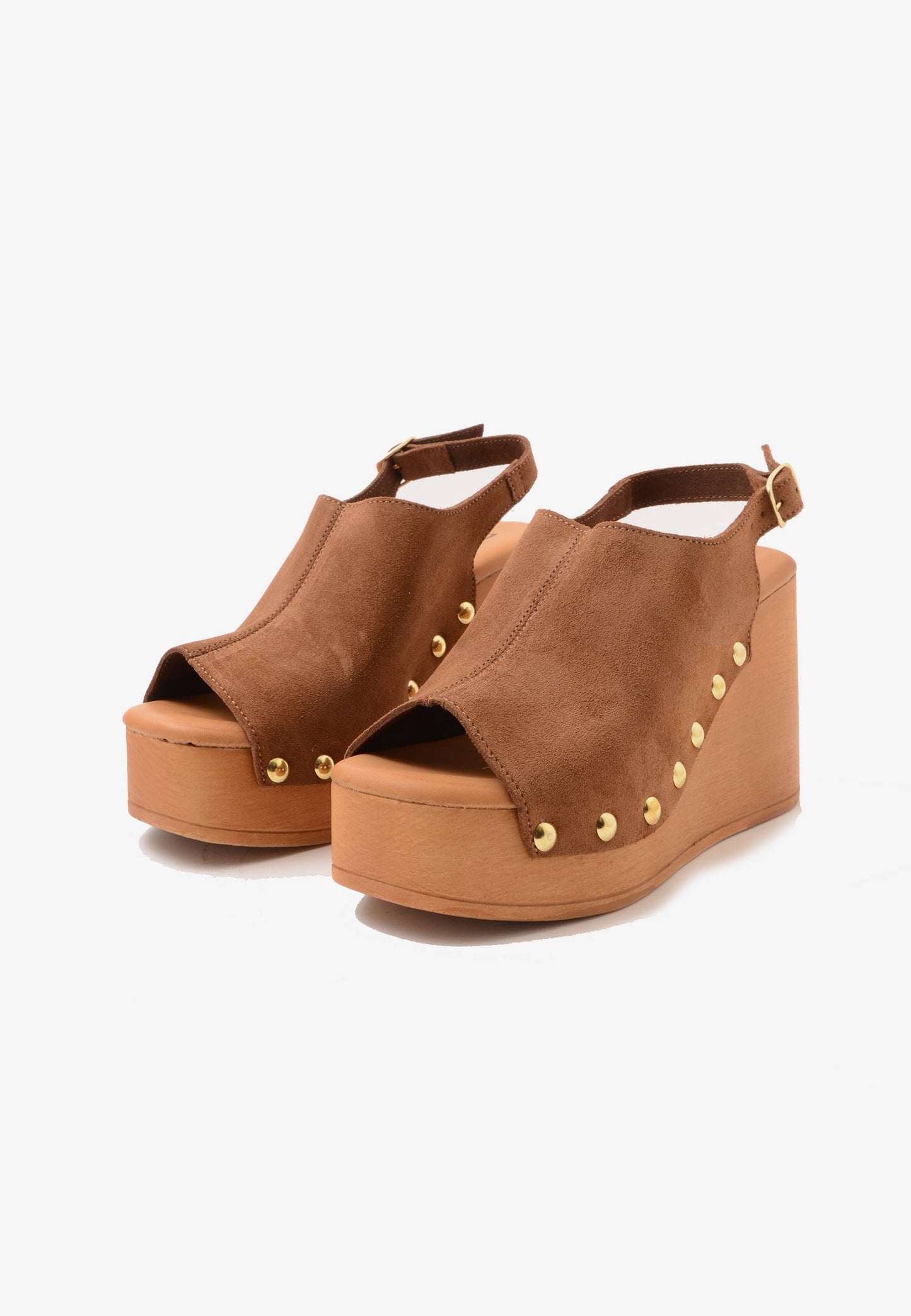 DIVINE FOLLIE - Zeppa Legno Camoscio Cuoio
