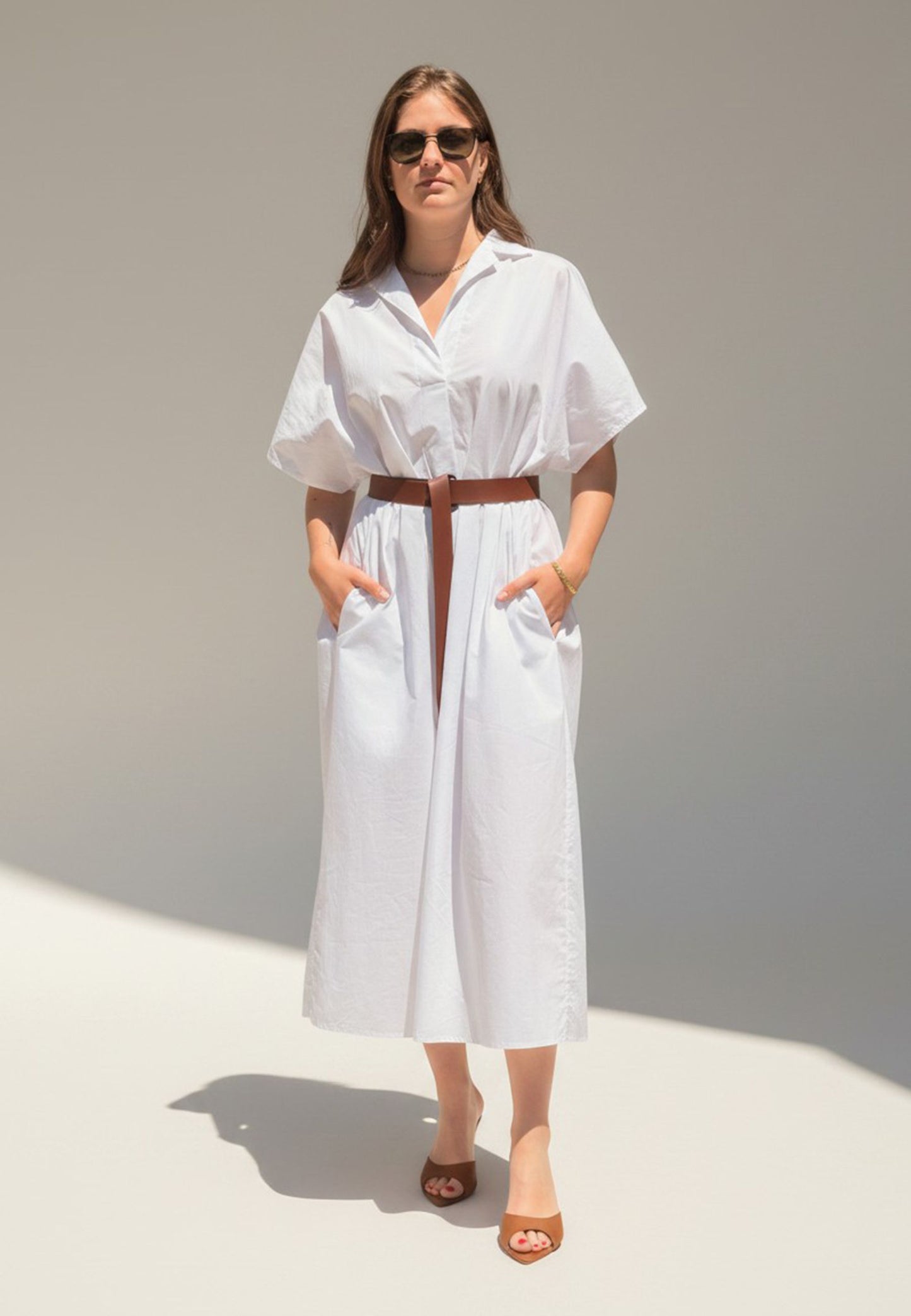 MINERVA - Abito Camicia Lungo Bianco Ottico