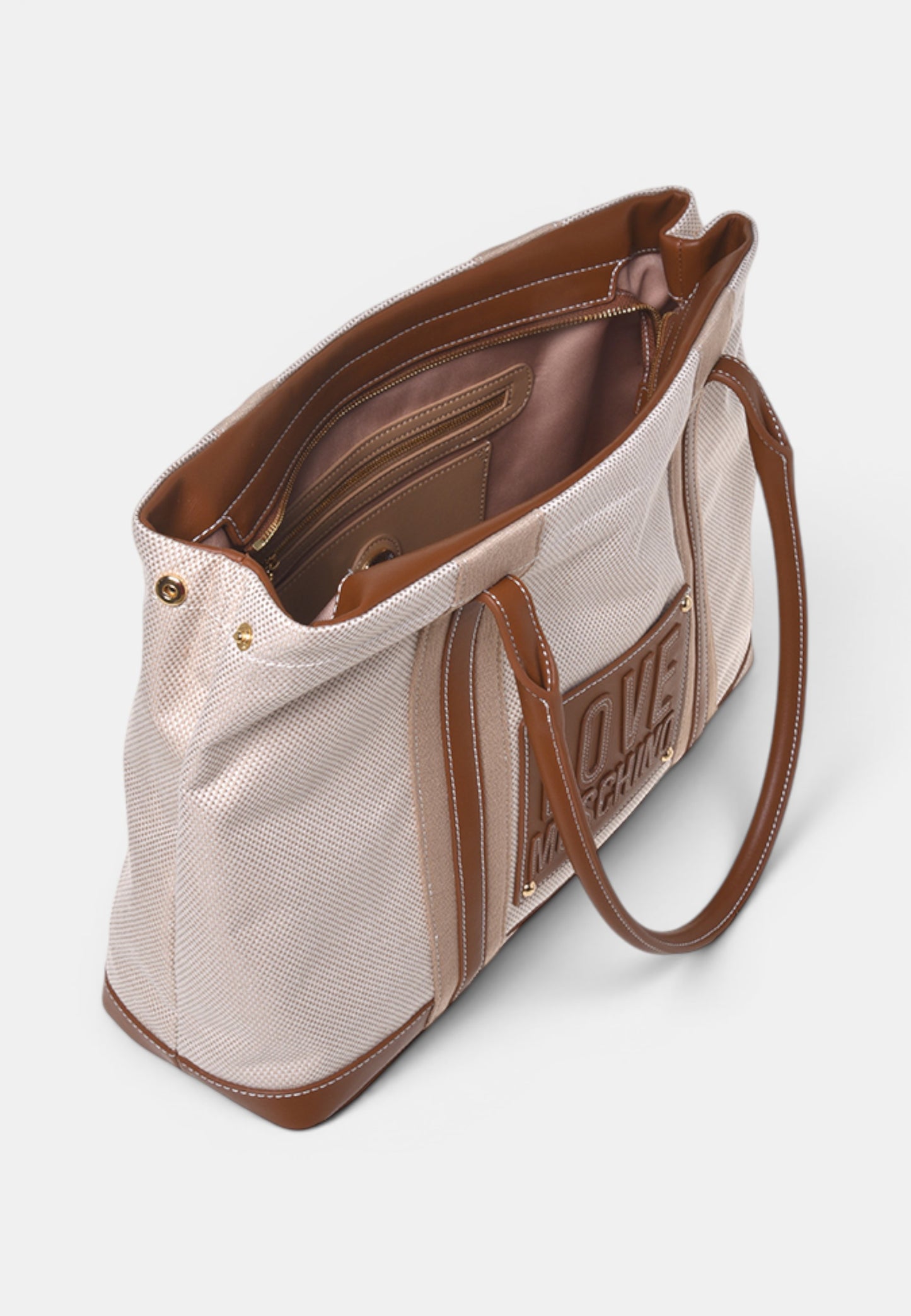 LOVE MOSCHINO - Shopping Bag In Canvas Cuoio