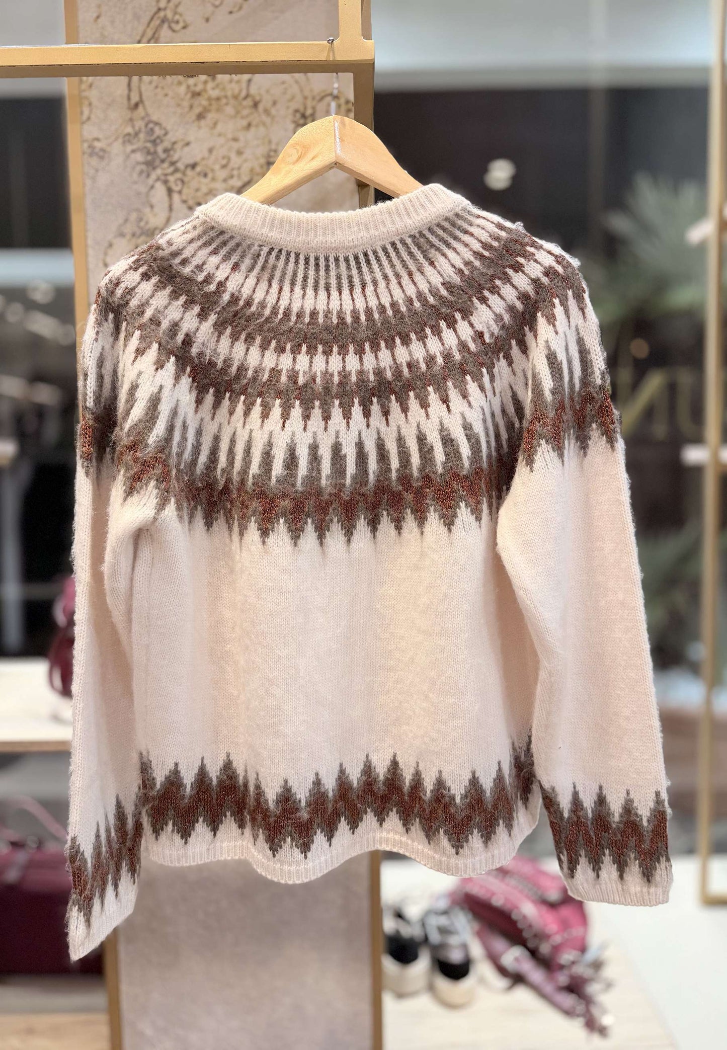 MOTEL - Cardigan Norvegese Ecrù