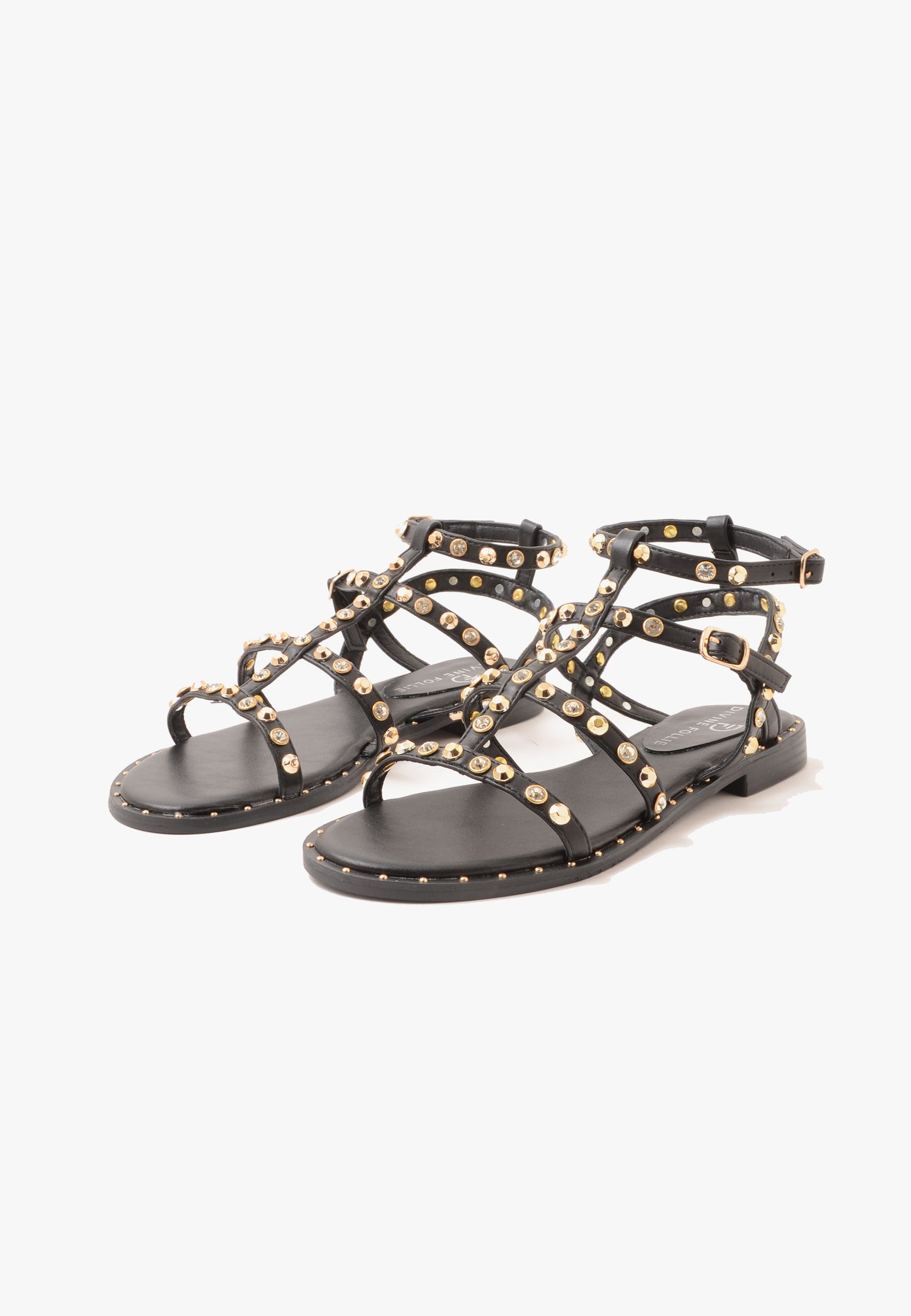 DIVINE FOLLIE - Sandalo Borchie Strass Nero