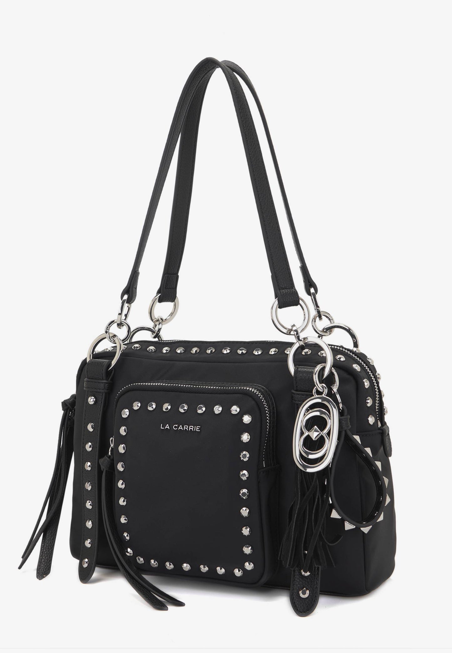 LA CARRIE - Borsa A Spalla Dark Nylon Borchie Nero