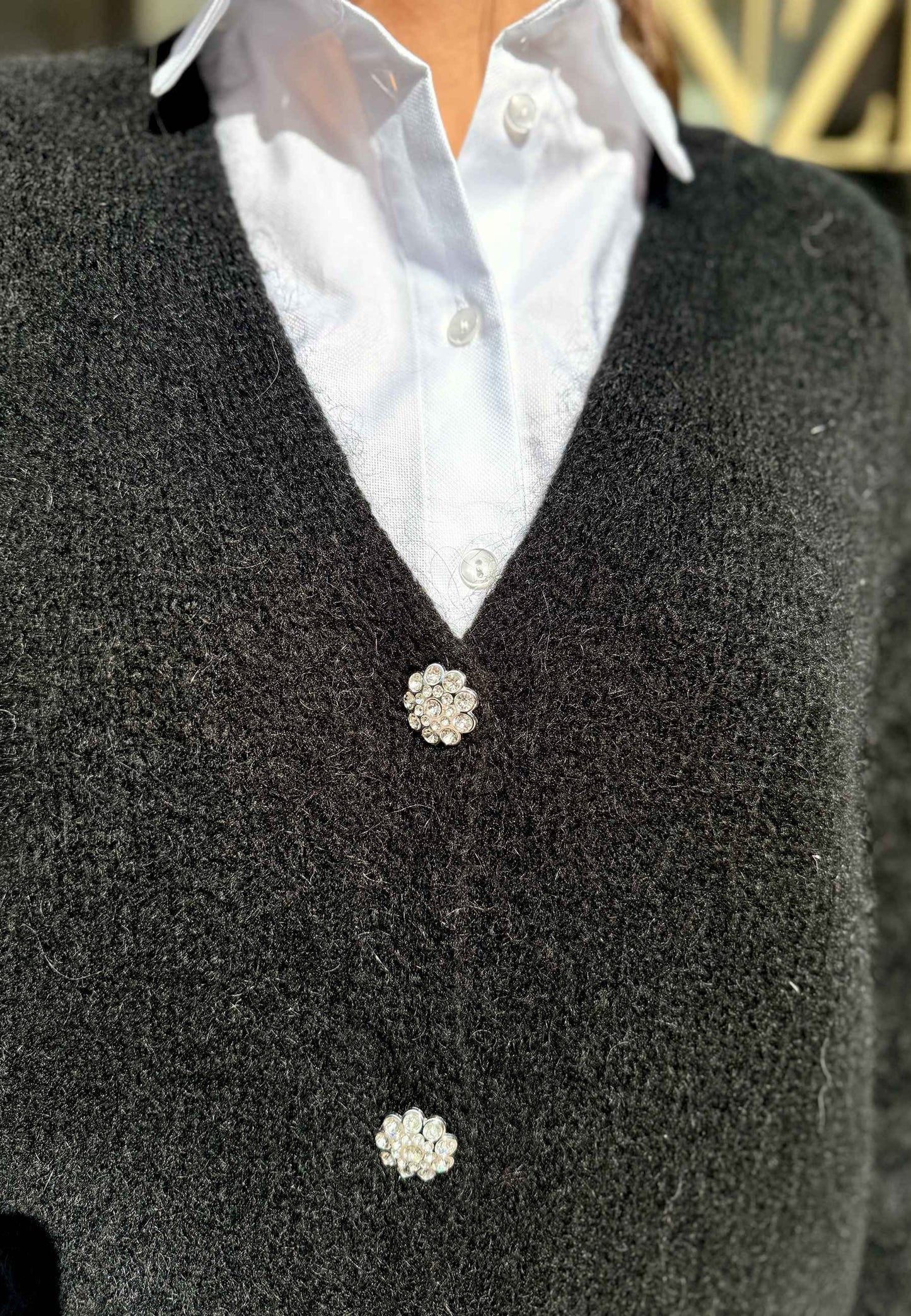 NUNZIA - Cardigan In Mohair Gioiello Nero