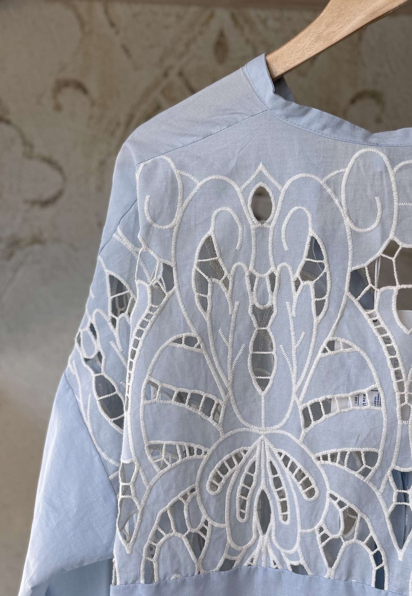 MOTEL - Camicia Pizzo San Gallo Celeste