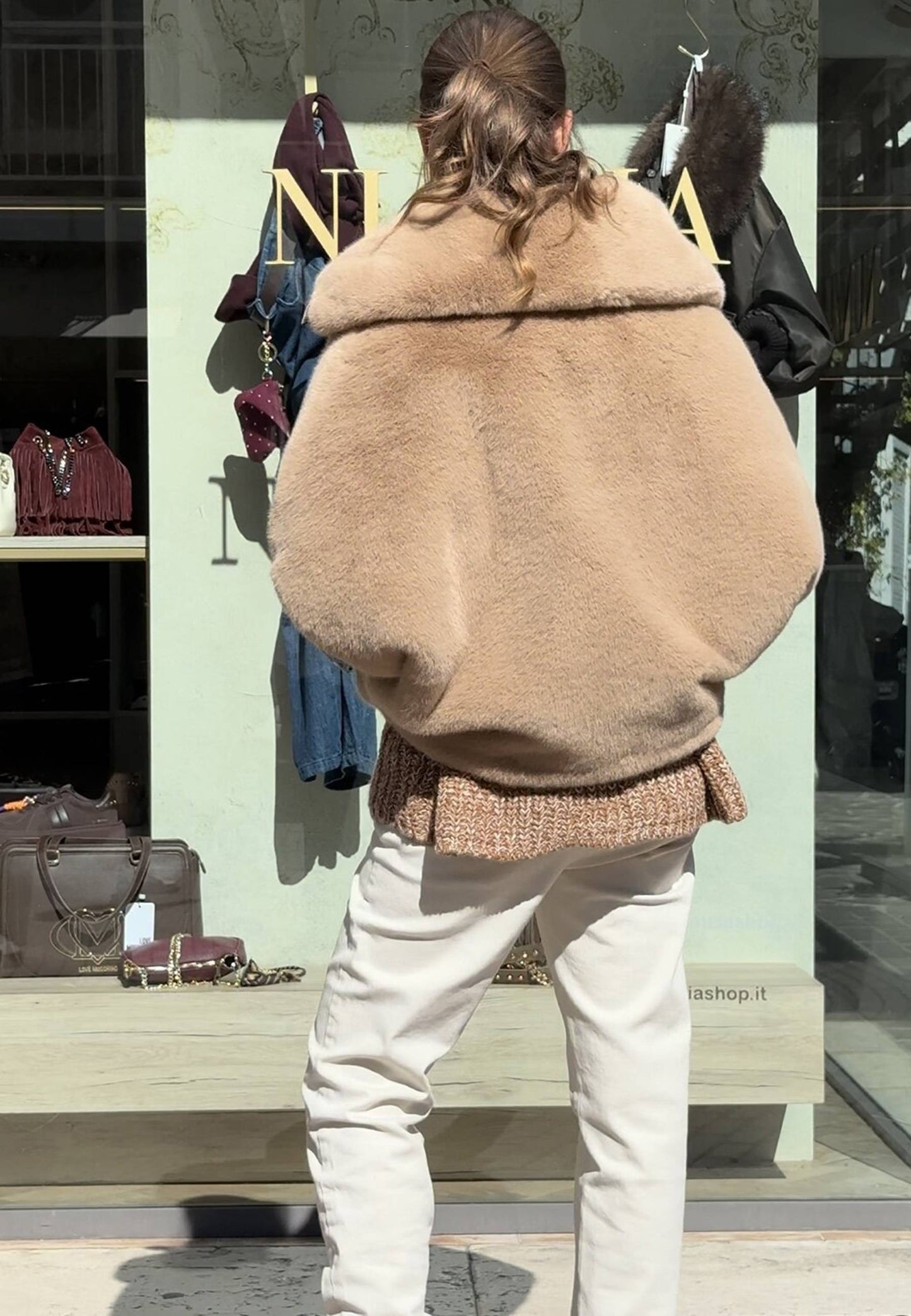MOTEL - Cappa Imbottita Ecopelliccia Beige