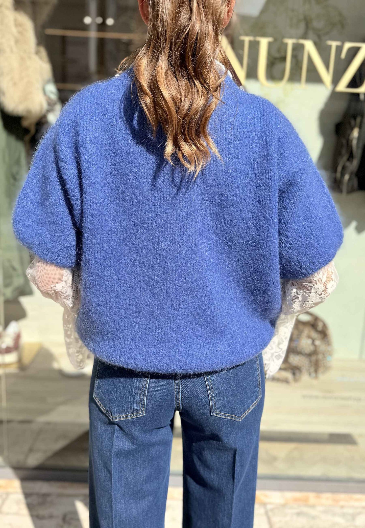 NUNZIA - Maglioncino Gioiello In Mohair Bluette
