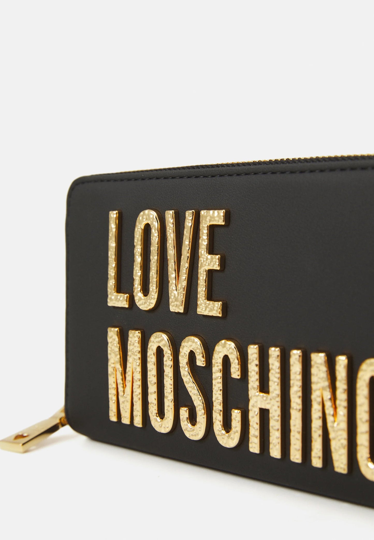 LOVE MOSCHINO - Portafoglio Zip Around Lettering Nero oro