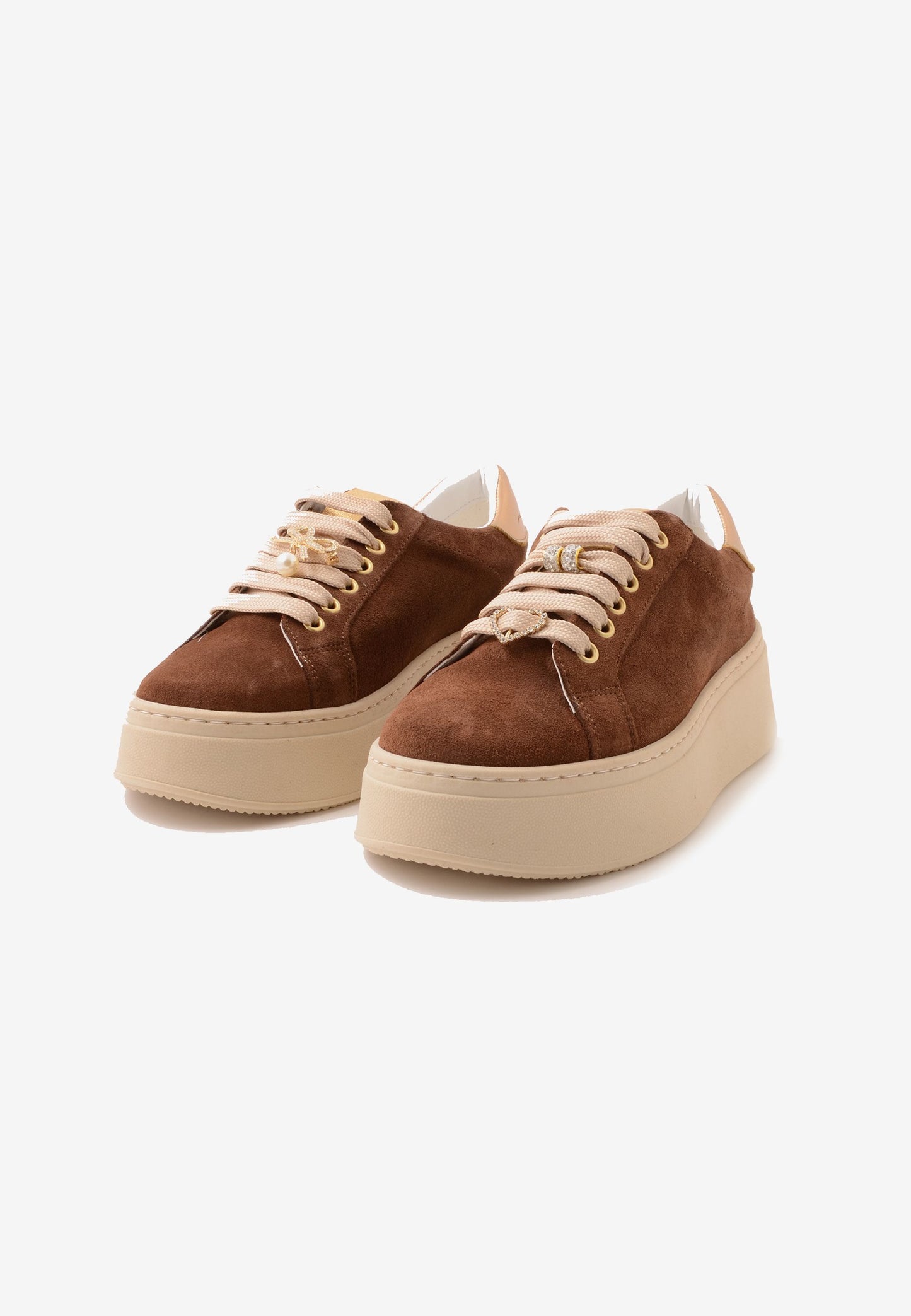 DIVINE FOLLIE - Sneakers Camoscio Bijoux Sigaro