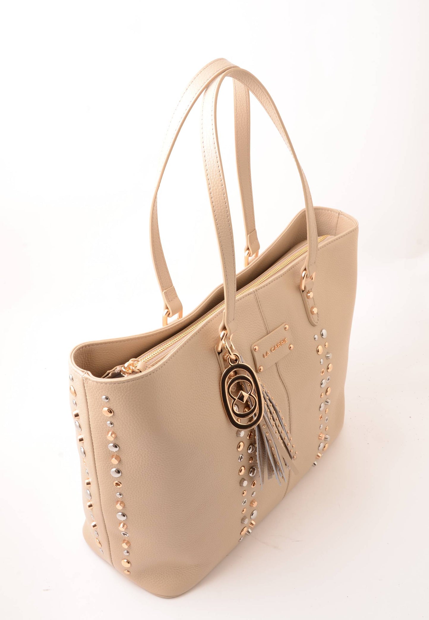 LA CARRIE - Shopping Bag Explosion Vera Pelle Sand