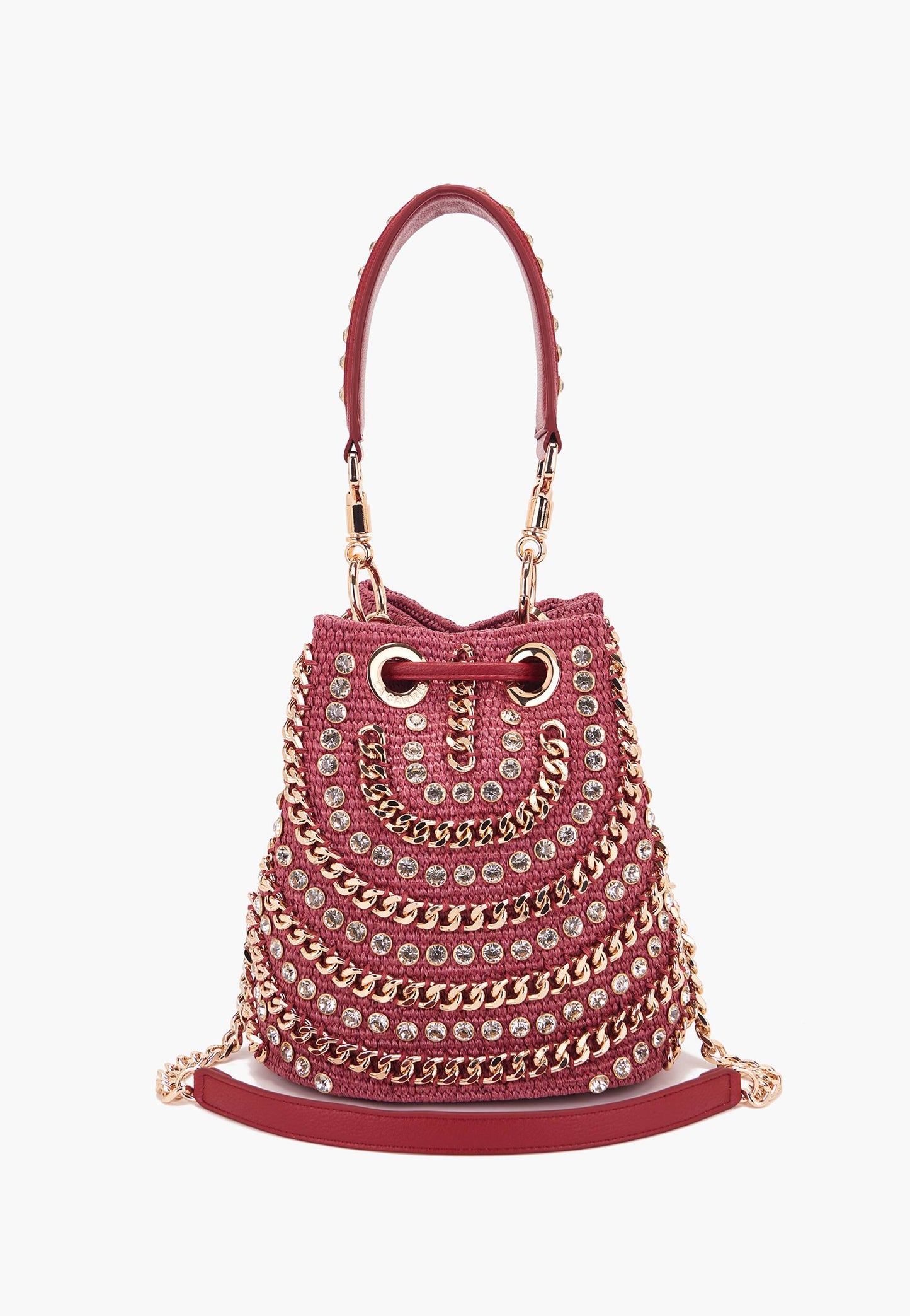 LA CARRIE - Secchiello Mirror Raffia Marsala