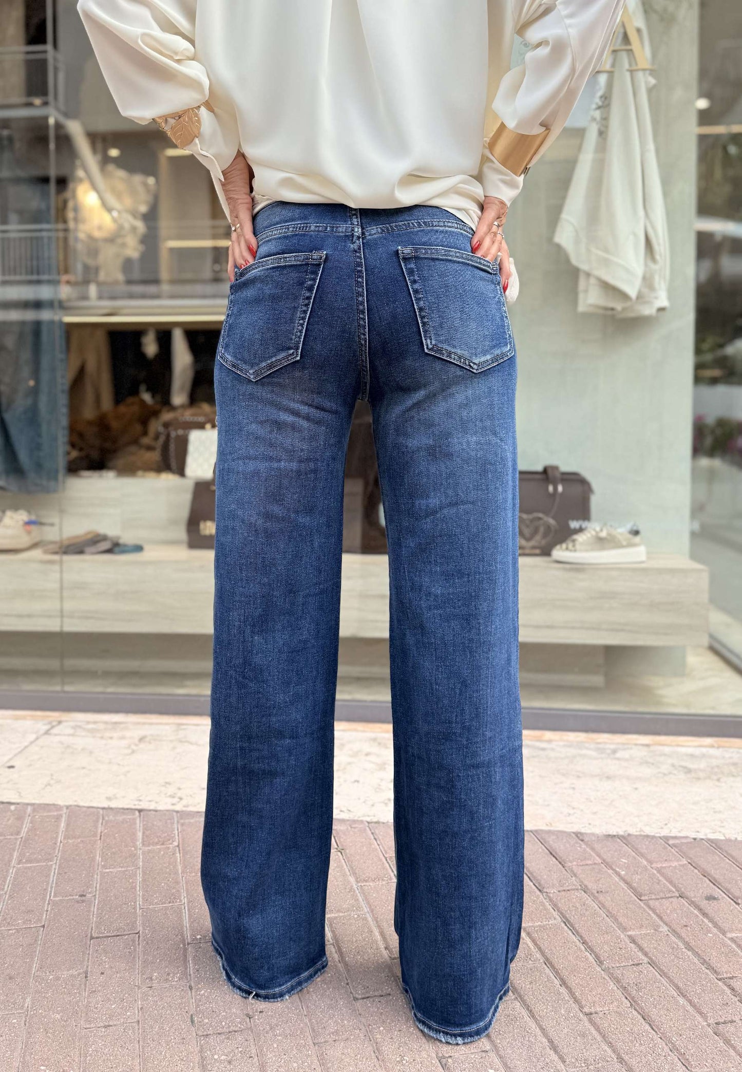 LE STREGHE - Jeans A Zampa Blu
