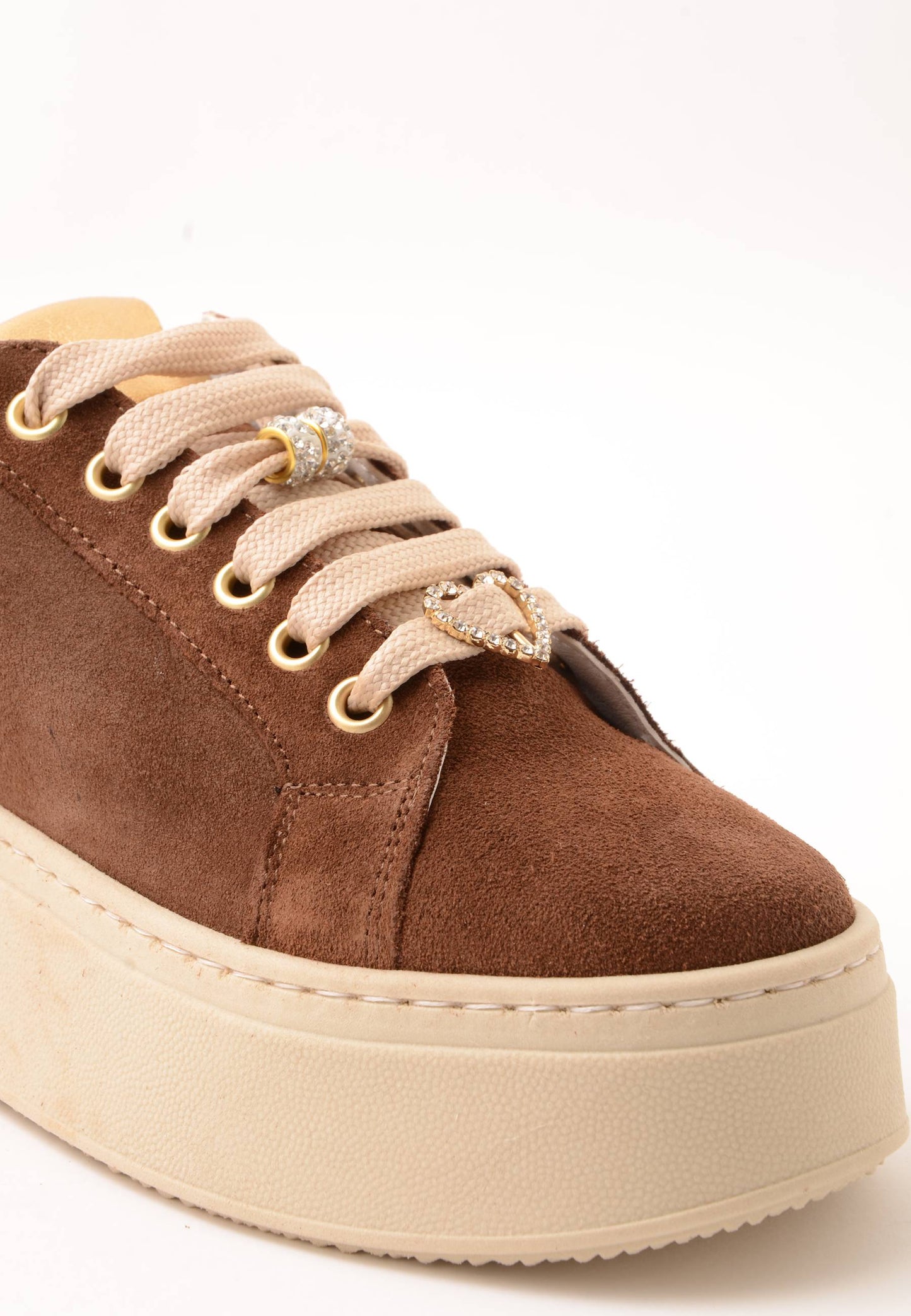 DIVINE FOLLIE - Sneakers Camoscio Bijoux Sigaro