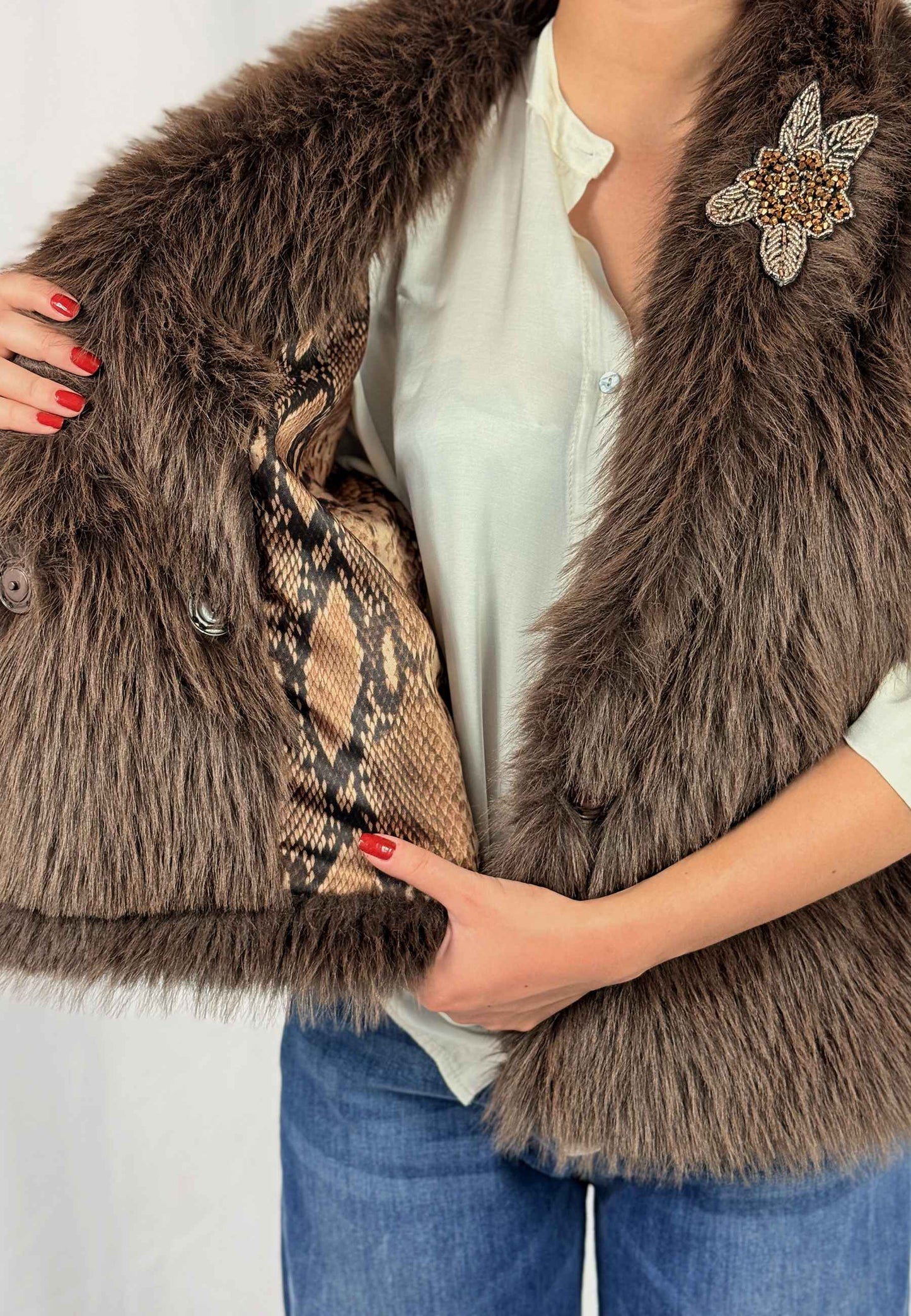 MOTEL - Gilet Ecopelliccia Moro