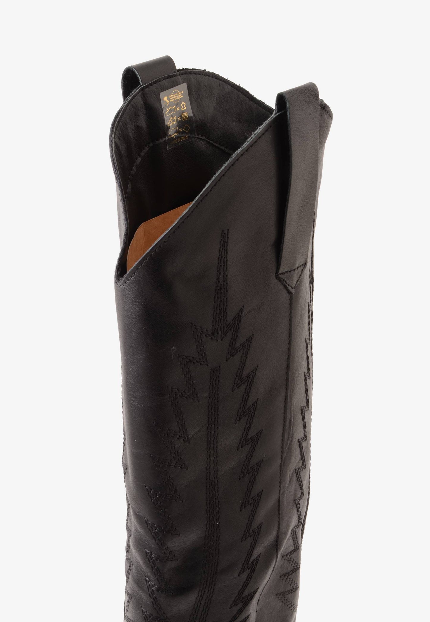 DIVINE FOLLIE - Texano Ricamo Vera Pelle Nero