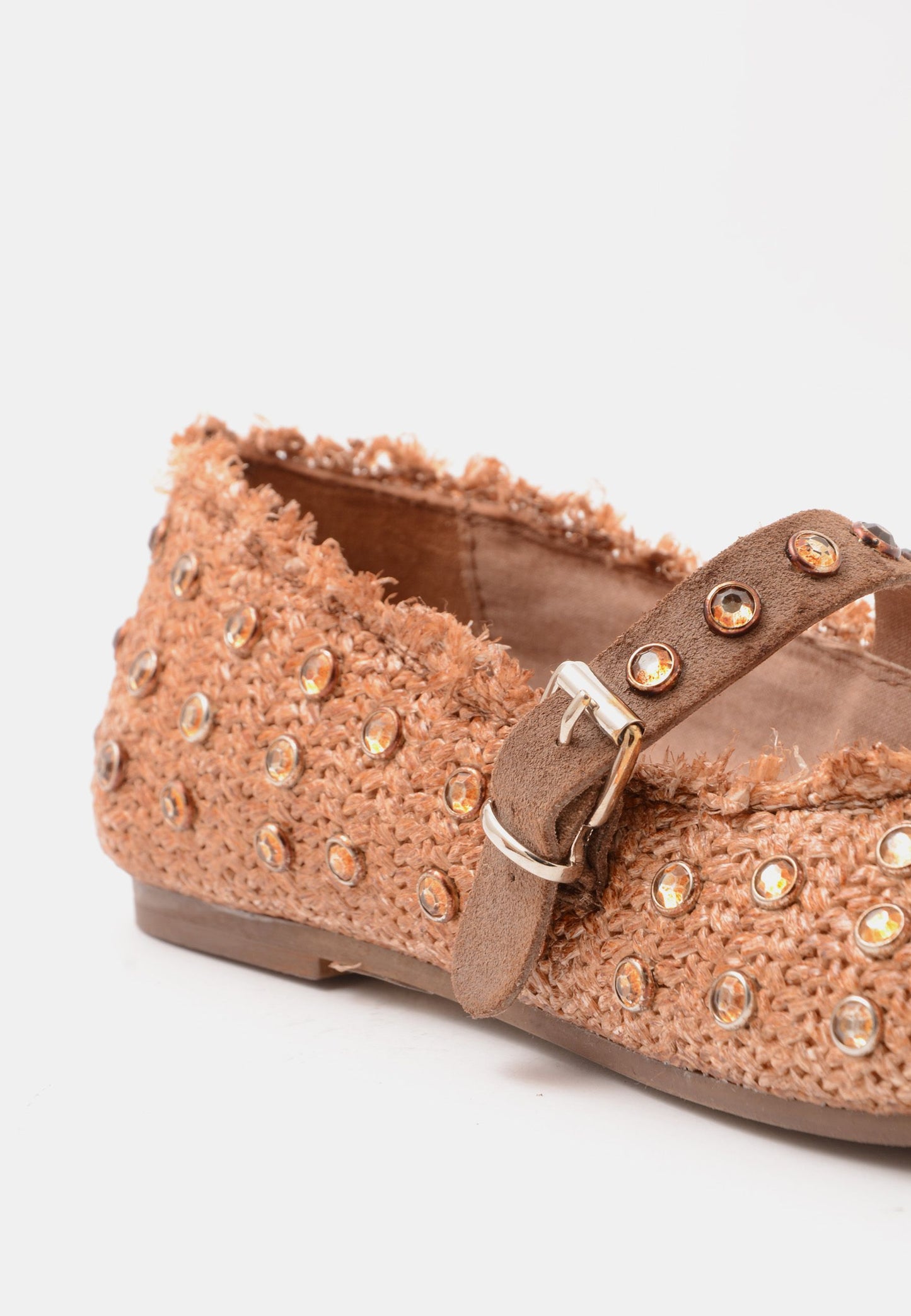 DIVINE FOLLIE - Ballerina Raffia e Strass Cuoio