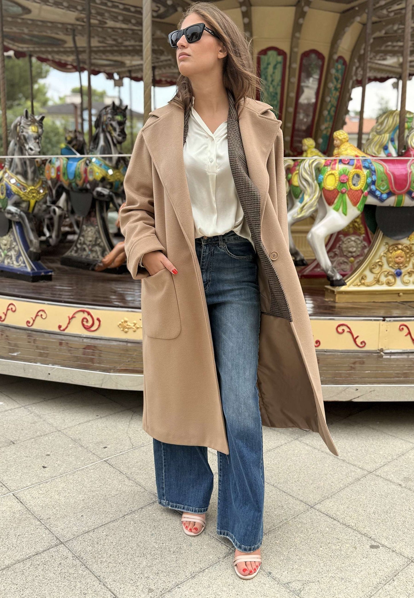 MOTEL - Cappotto Monopetto Over Cammello