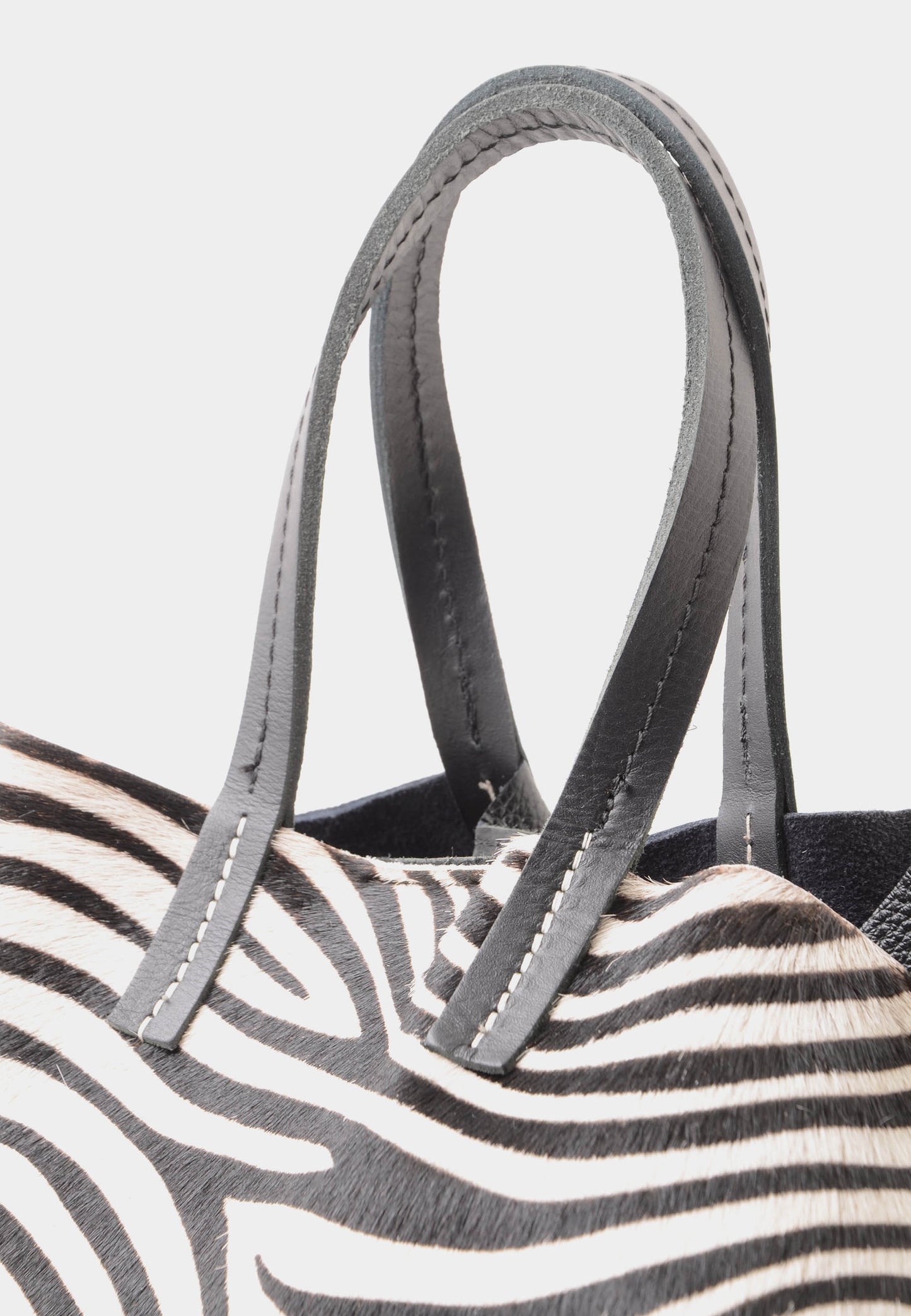 NUNZIA - Tote Bag Cavallino SOFIA Zebrato Bianco