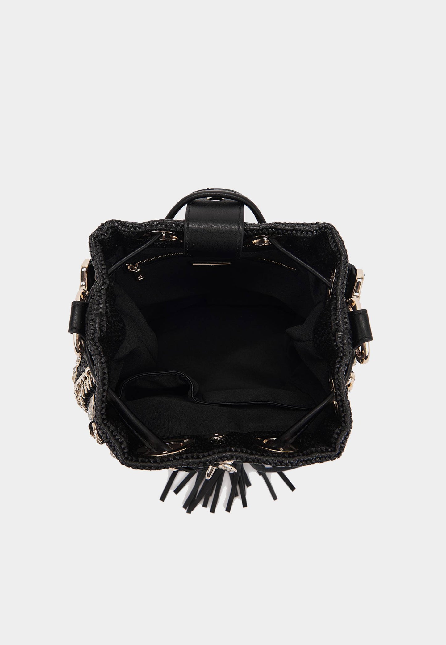 LA CARRIE - Secchiello Mirror Raffia Nero