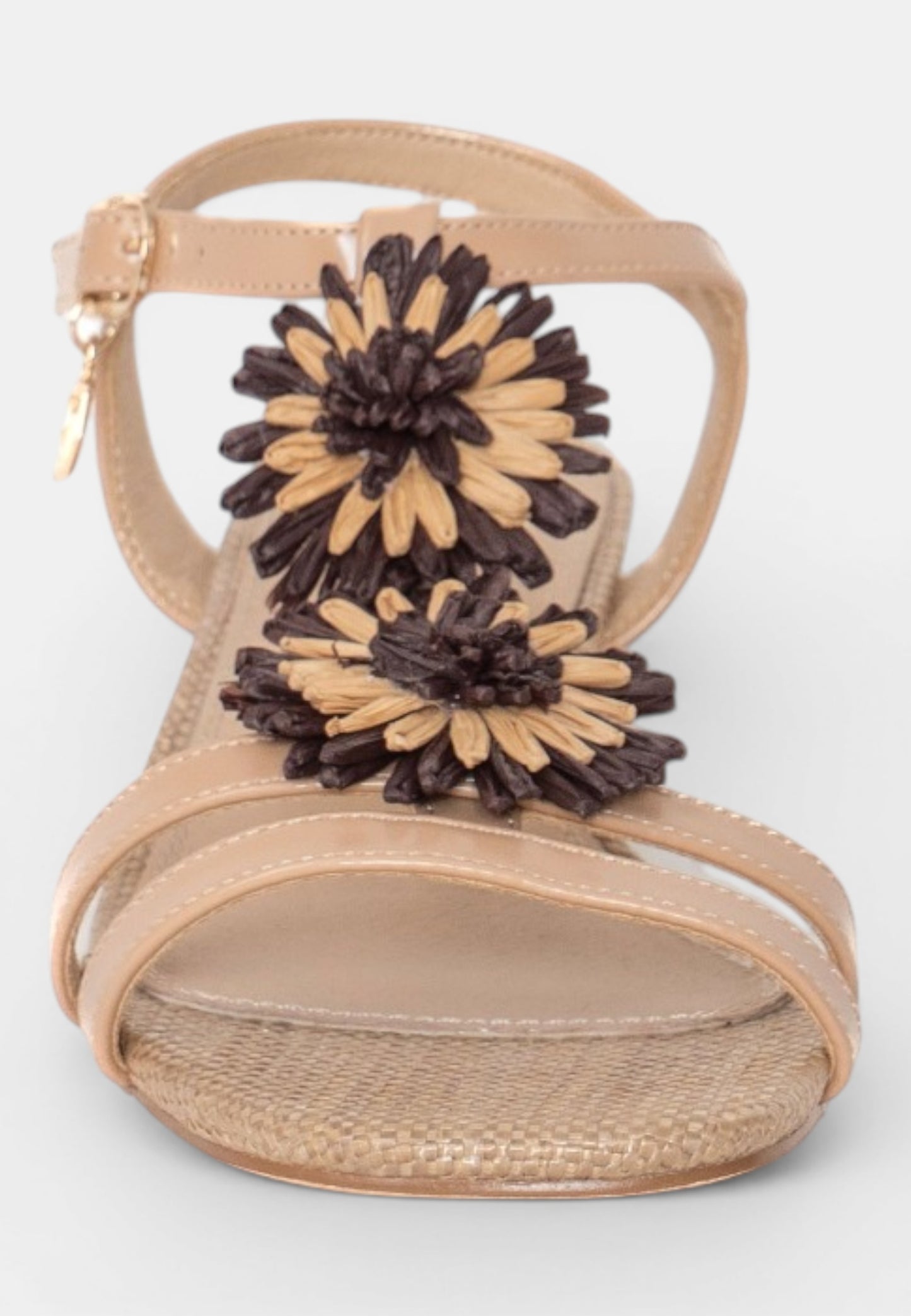 GOLD&GOLD - Sandalo Raffia e Fiori Beige