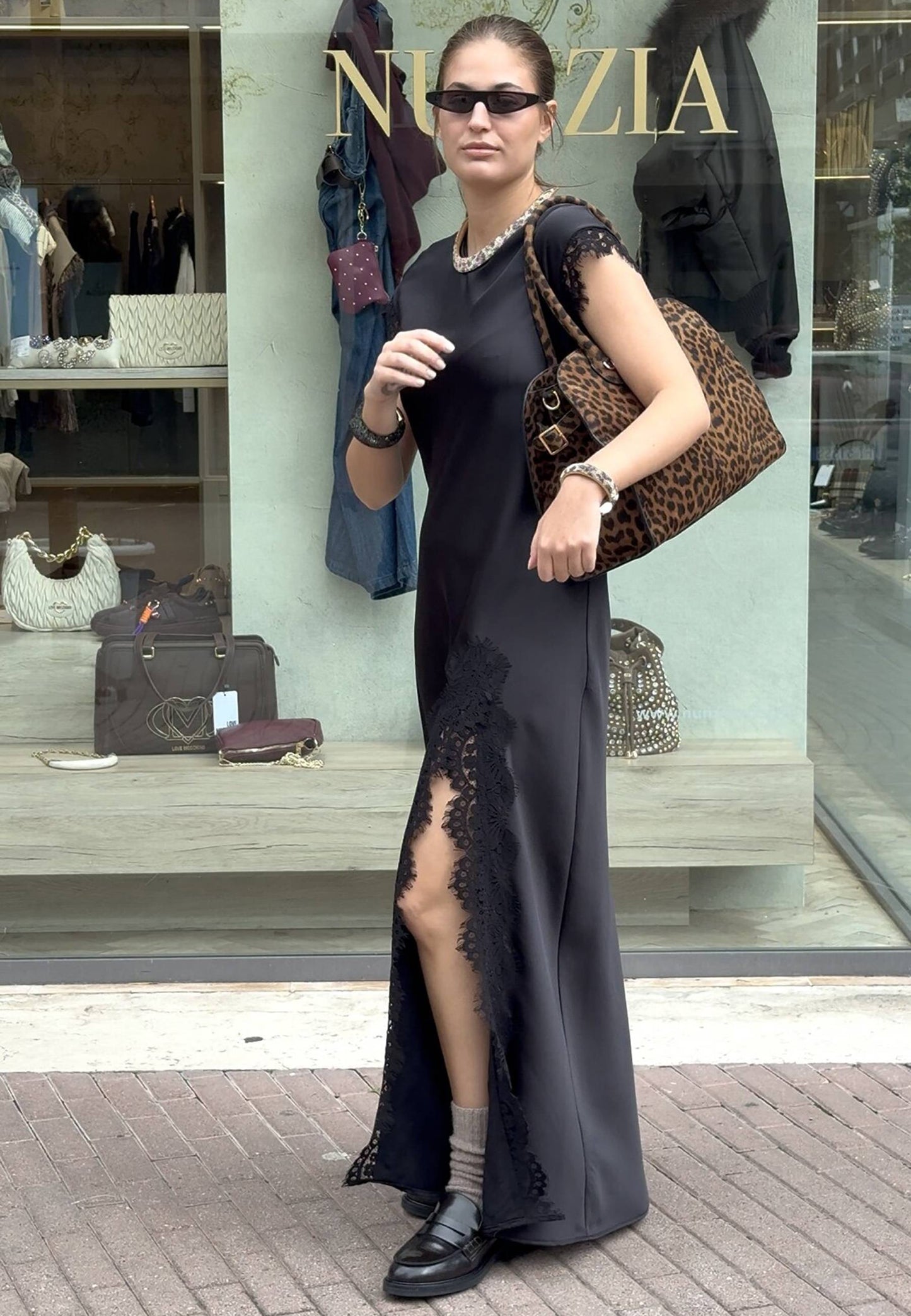 MOTEL - Abito Lingerie Manica Corta Nero