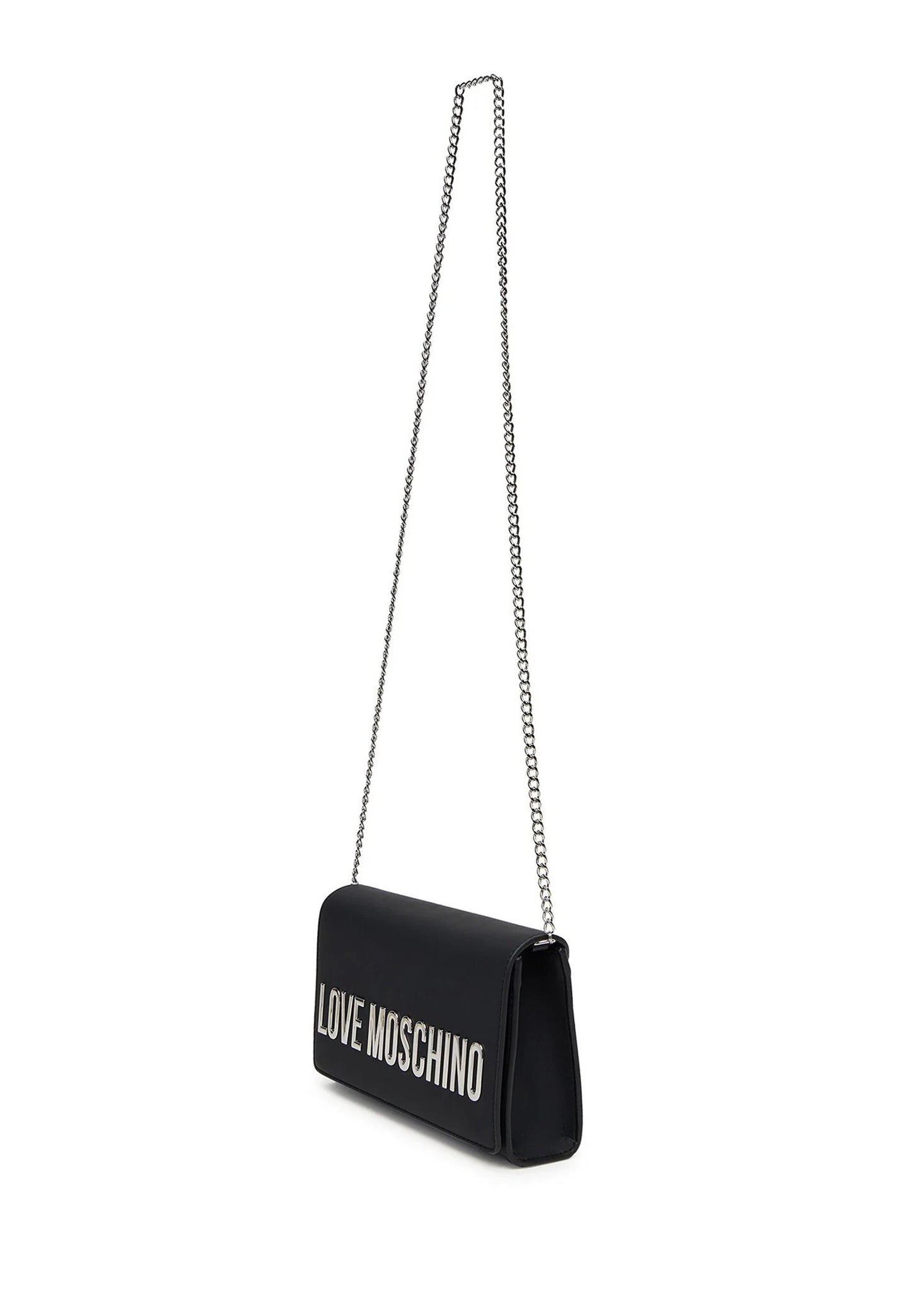 LOVE MOSCHINO - Borsetta A Tracolla Lettering Soft Touch Nero Argento