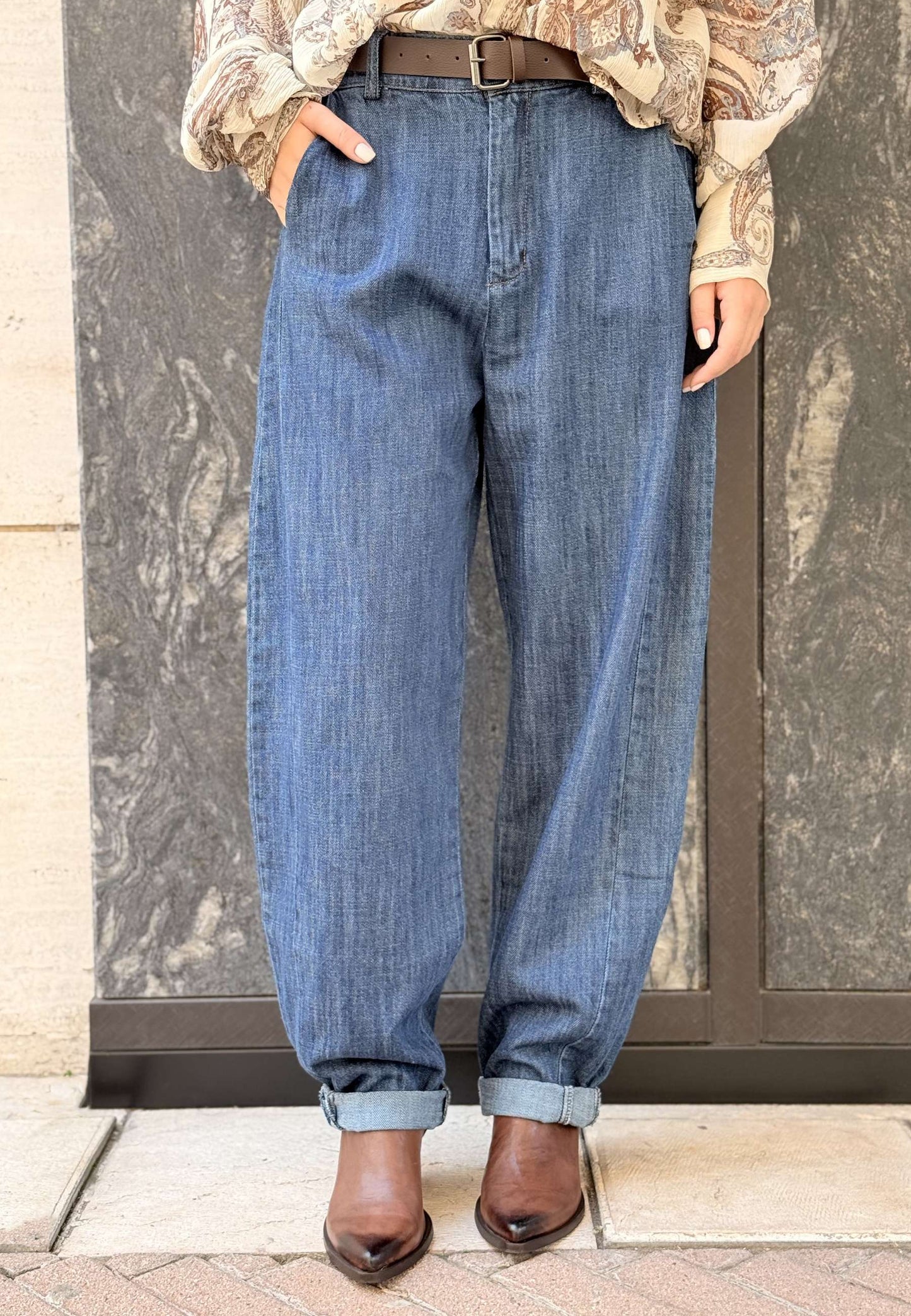 LE STREGHE - Jeans Balloon Vita Alta Denim
