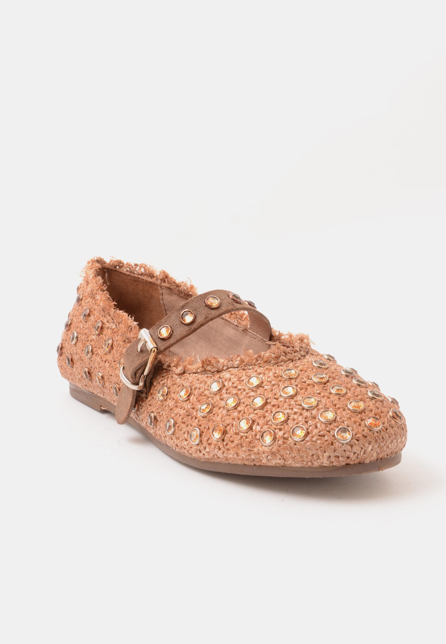 DIVINE FOLLIE - Ballerina Raffia e Strass Cuoio