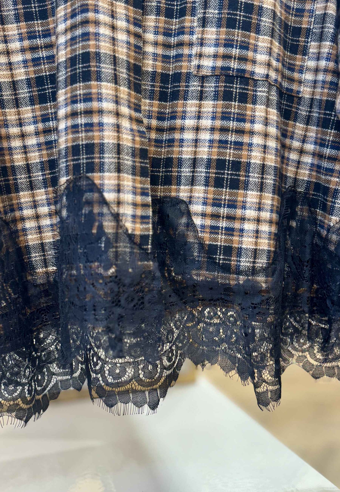 MOTEL - Camicia Check e Pizzo Nero