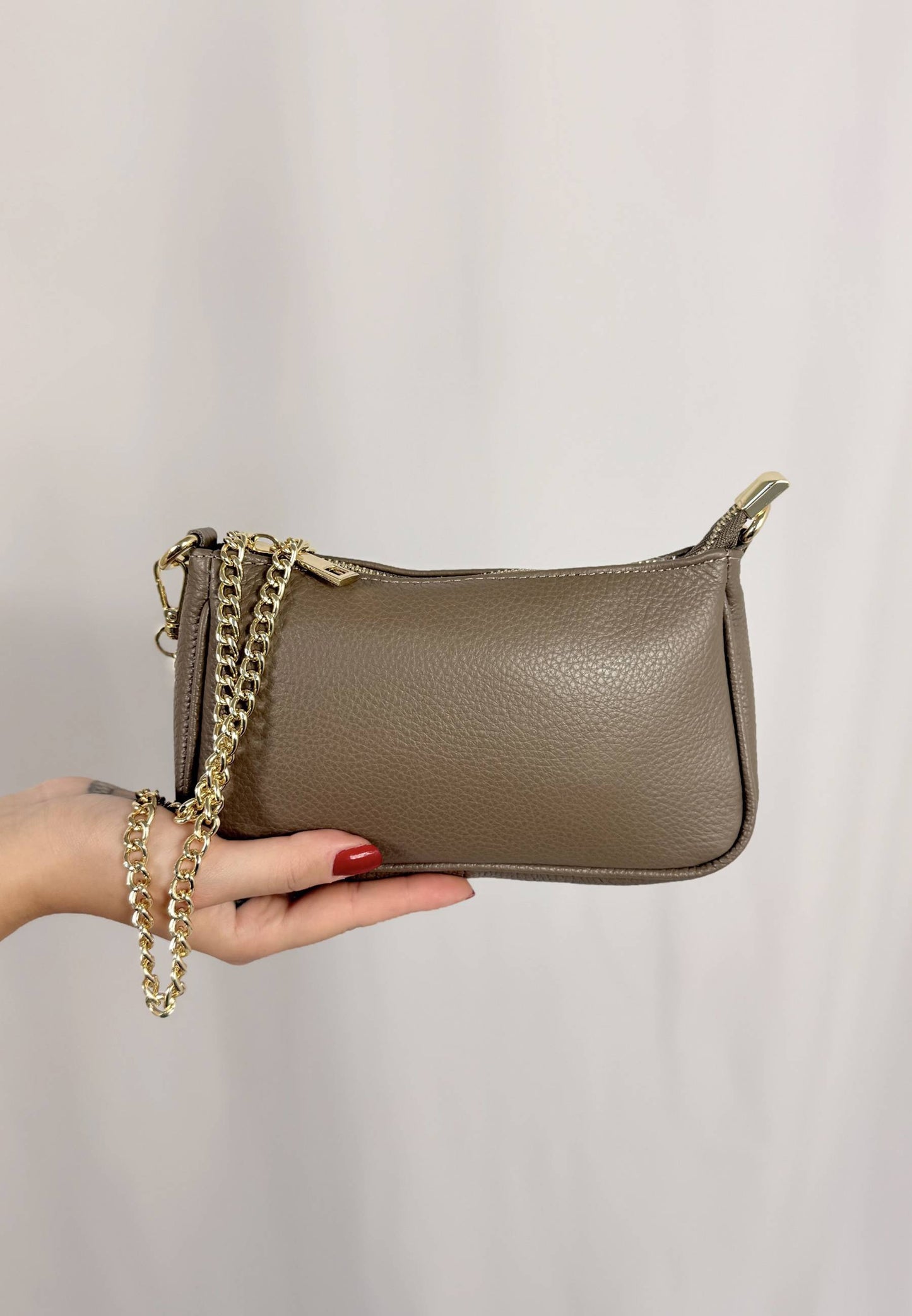 NUNZIA - Borsetta Vera Pelle ALICE Taupe