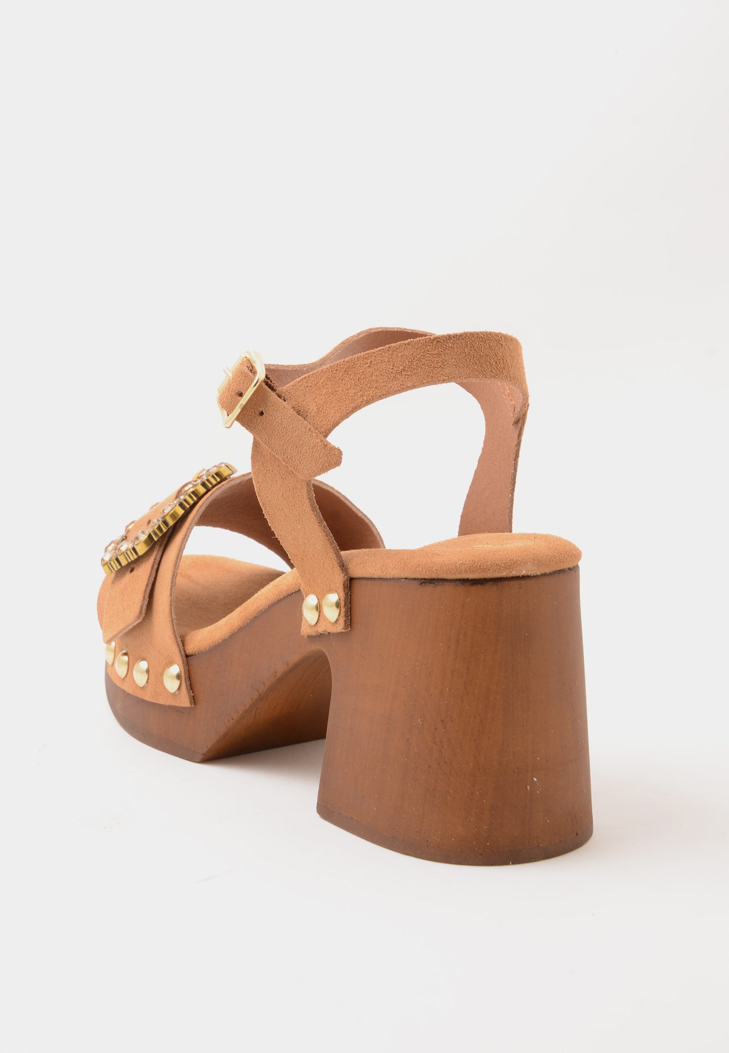 DIVINE FOLLIE - Sandalo Zeppa Camoscio Cuoio