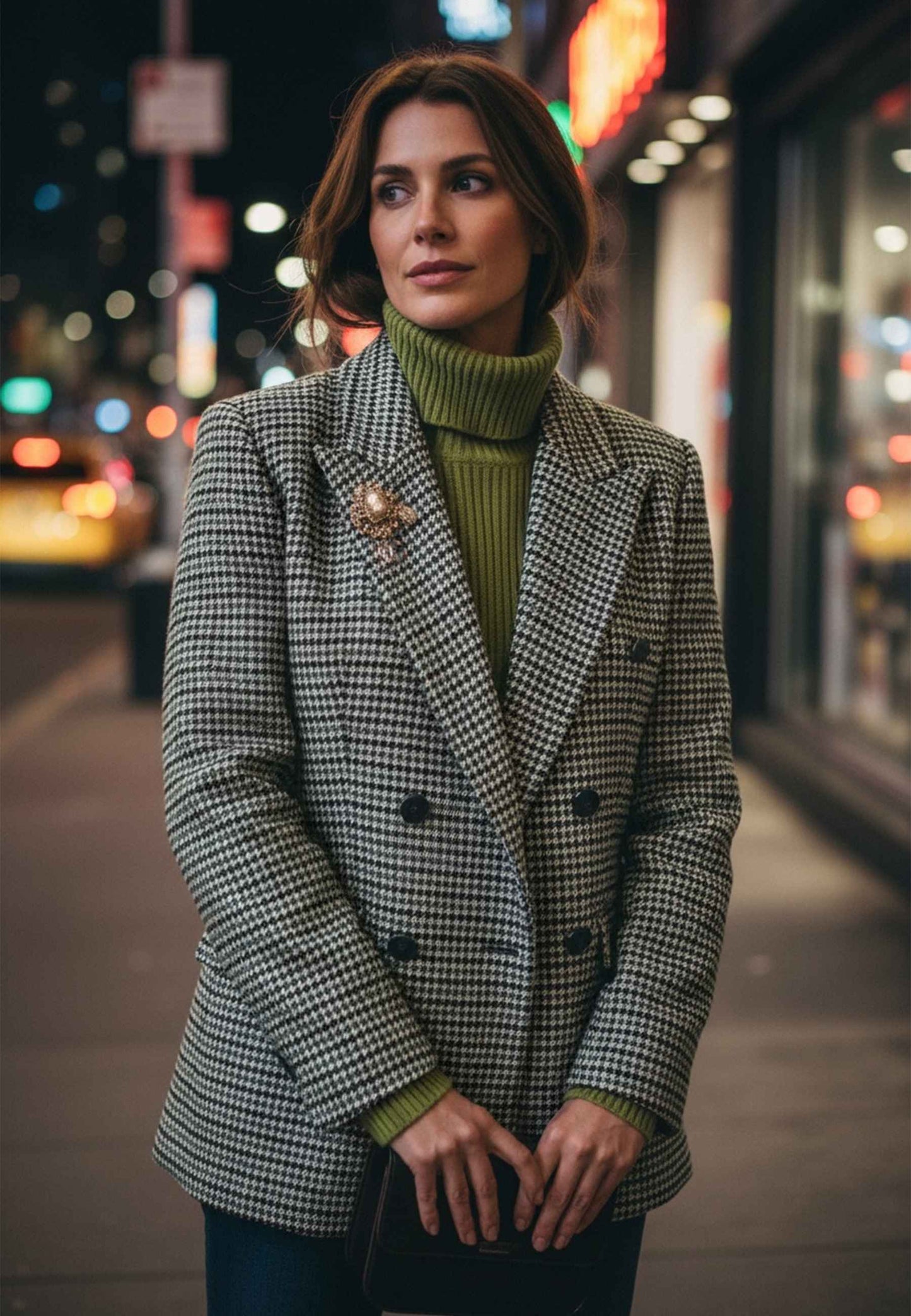 MOTEL - Blazer Pied De Poul E Spilla Verde Marrone