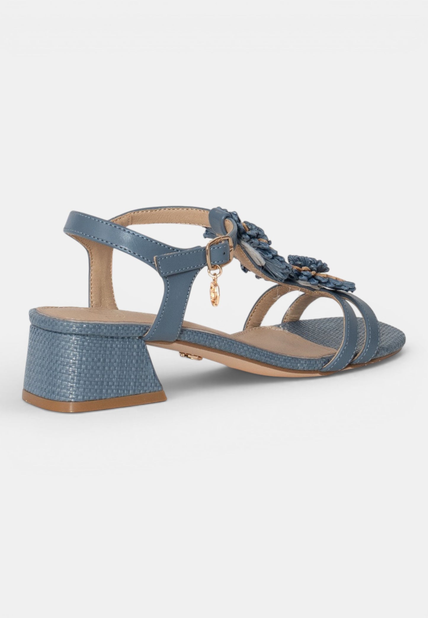 GOLD&GOLD - Sandalo Raffia e Fiori Celeste