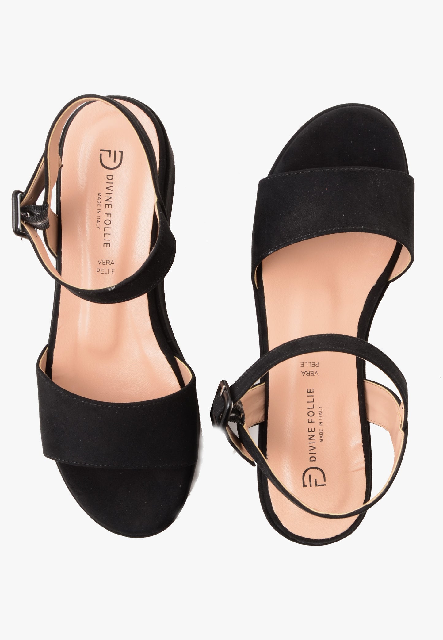 DIVINE FOLLIE - Sandalo Zeppa Camoscio Nero