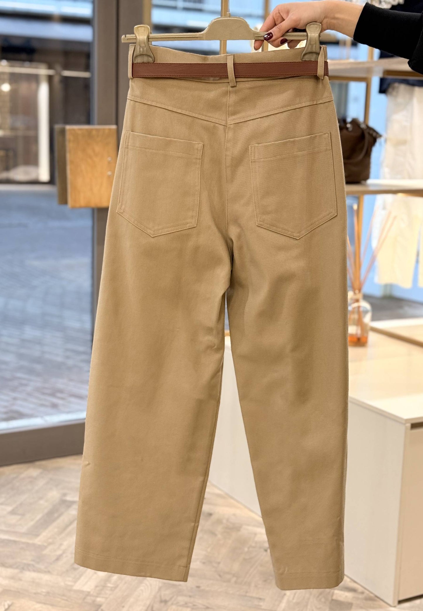 MARYLEY - Pantalone Vita Alta In Gabardine Kaki