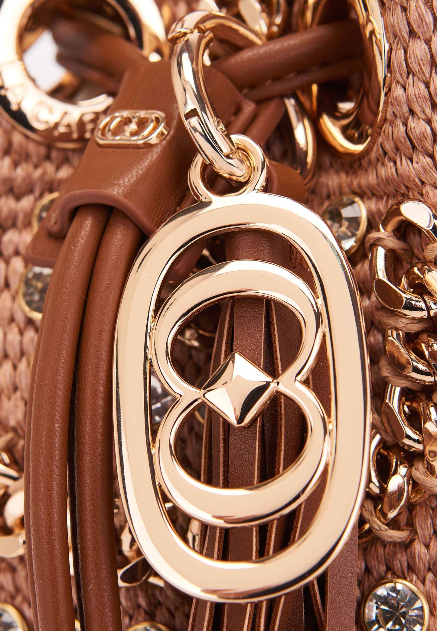 LA CARRIE - Secchiello Piccolo Mirror Raffia Cuoio