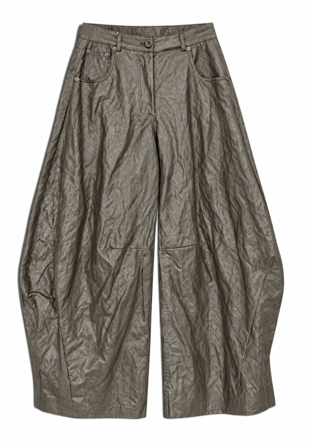 MOTEL - Pantalone Barrel Ecopelle Fango