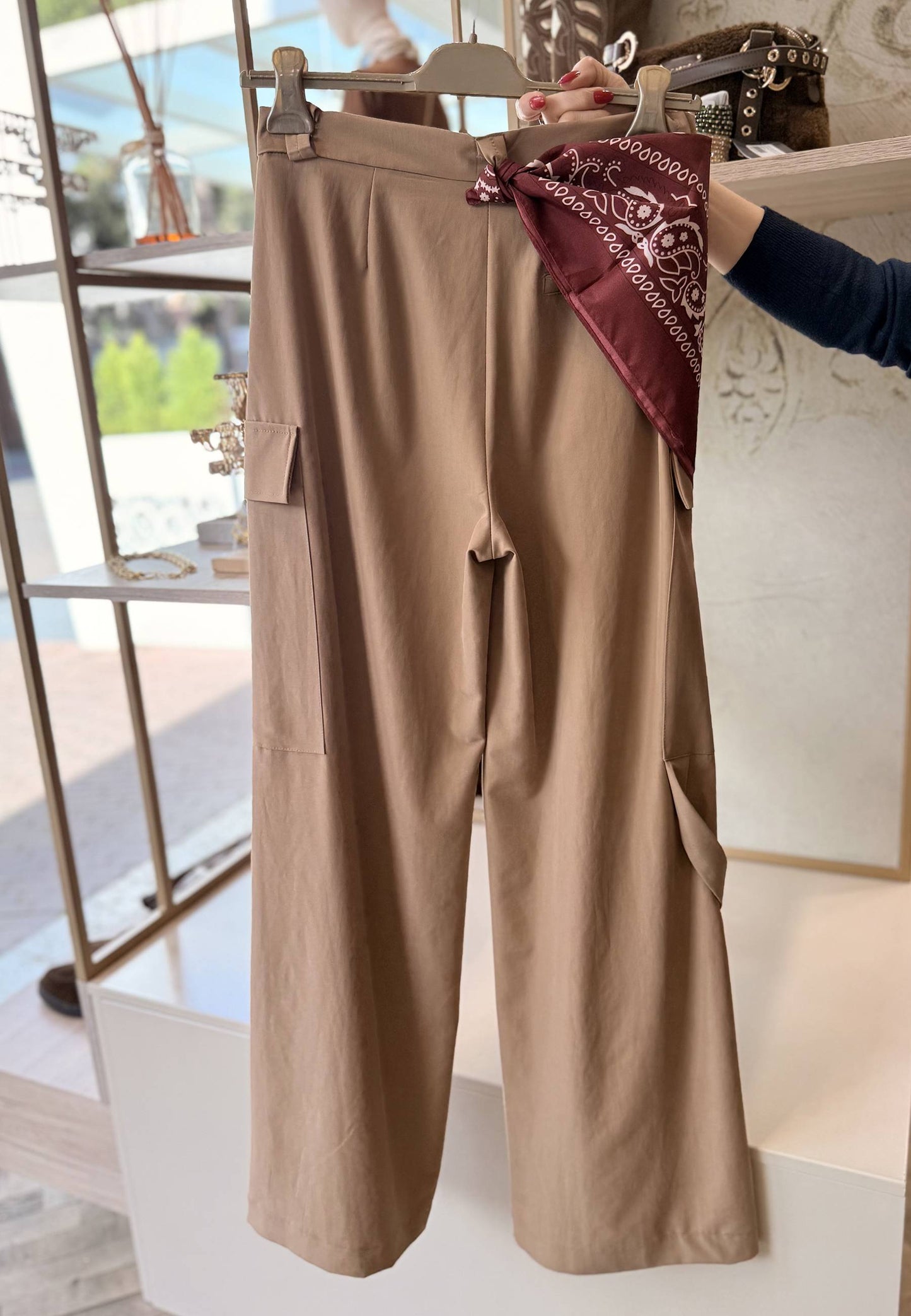 MARYLEY - Pantalone Cargo Bandana Cammello