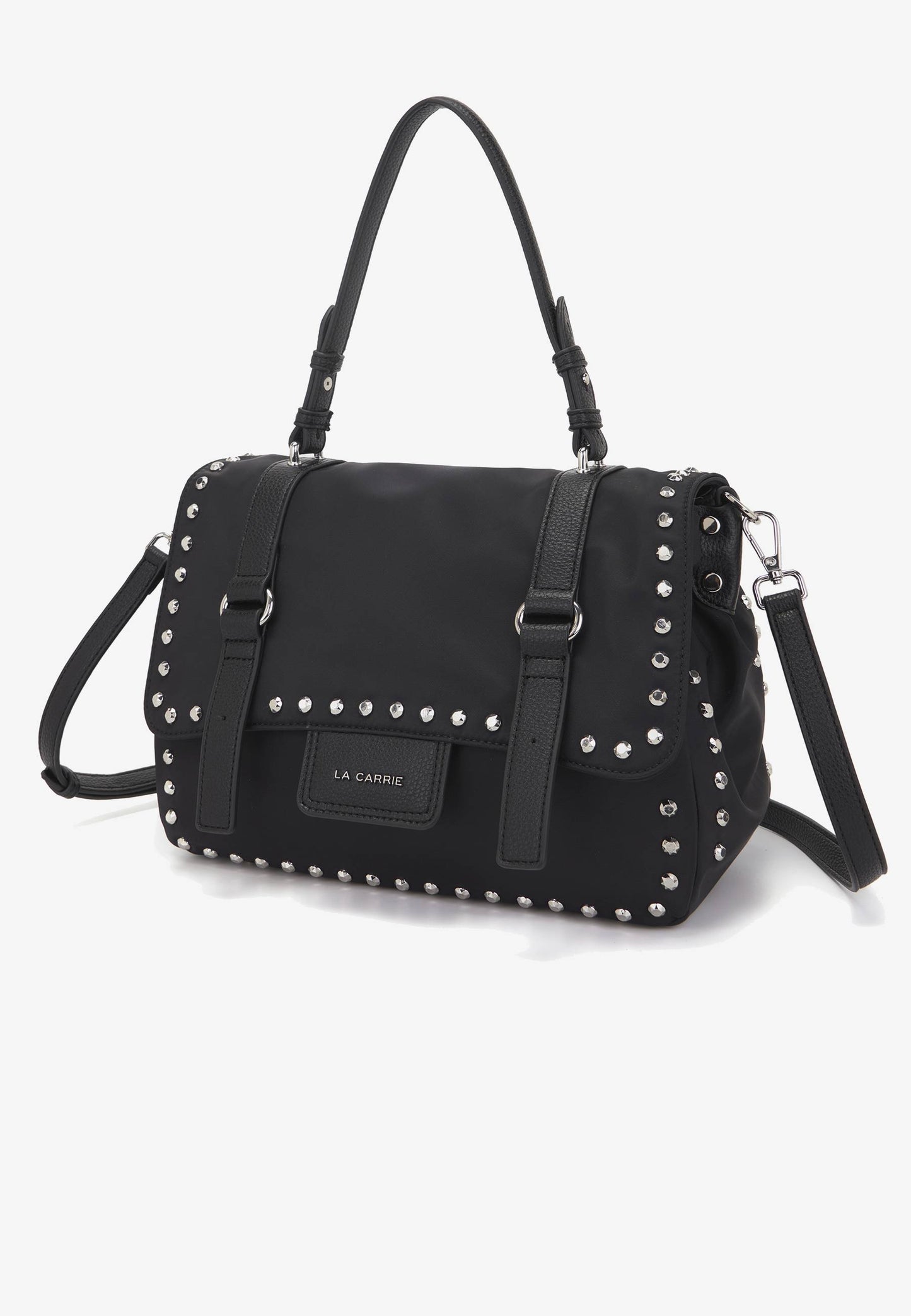 LA CARRIE - Shopping Bag Dark Nylon Borchie Nero