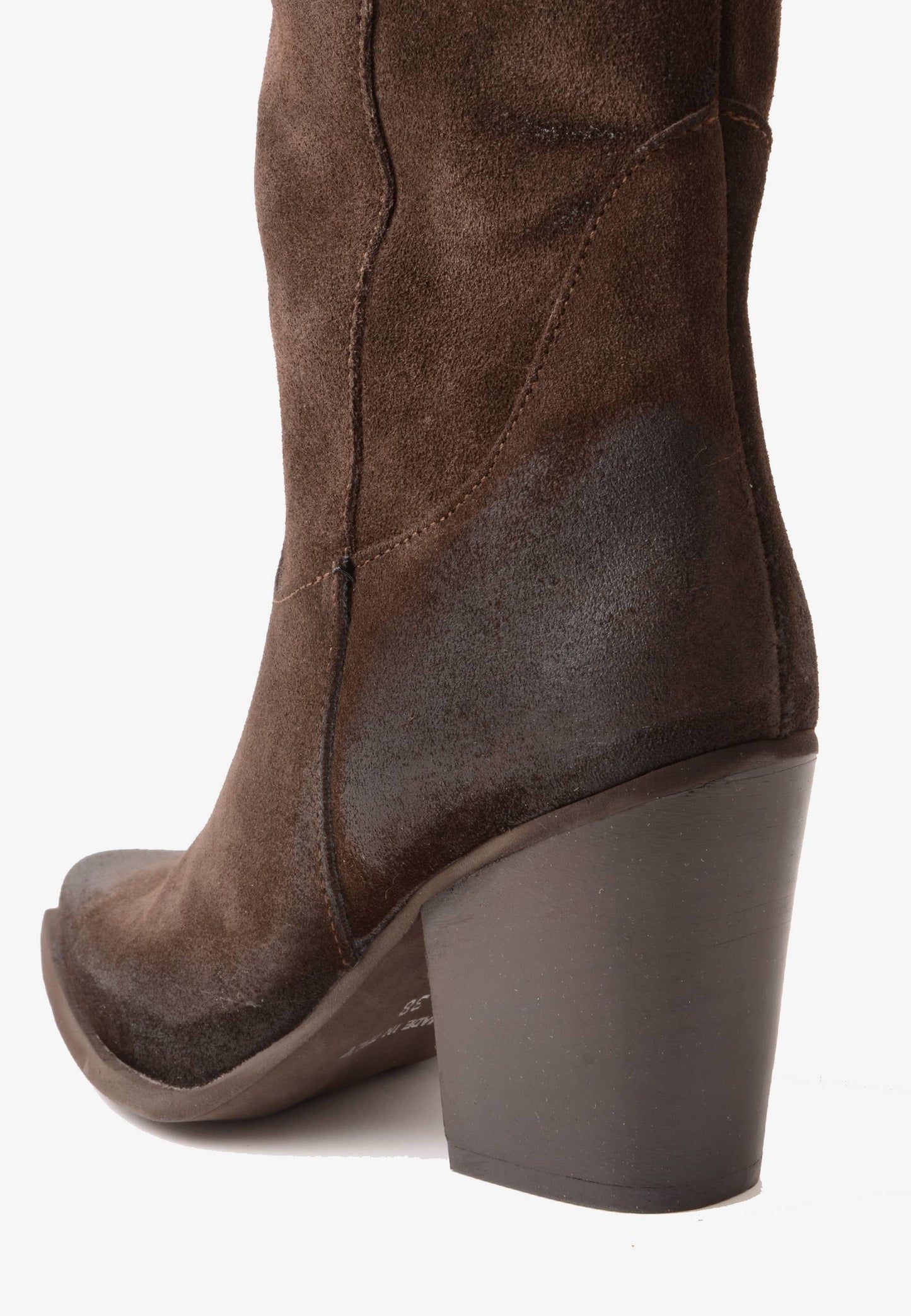 DIVINE FOLLIE - Stivale Texano Alto Crosta Moro