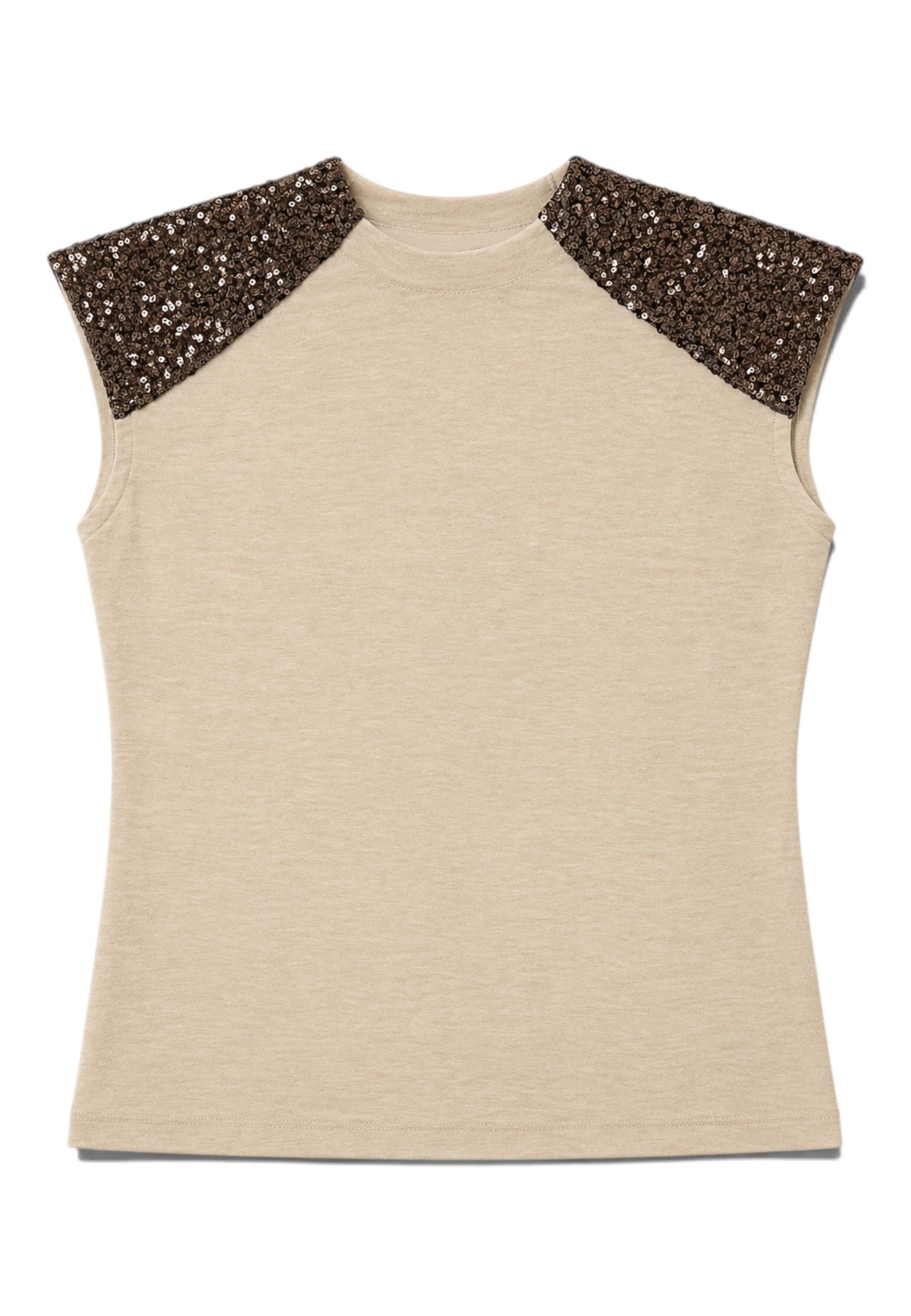 LE STREGHE - Canotta Pailettes Beige