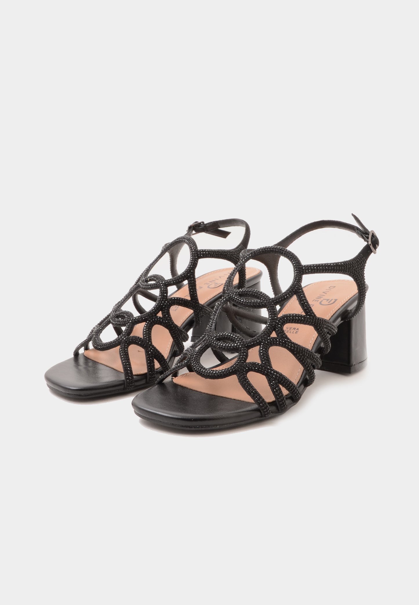 DIVINE FOLLIE - Sandalo Strass Soft Nero