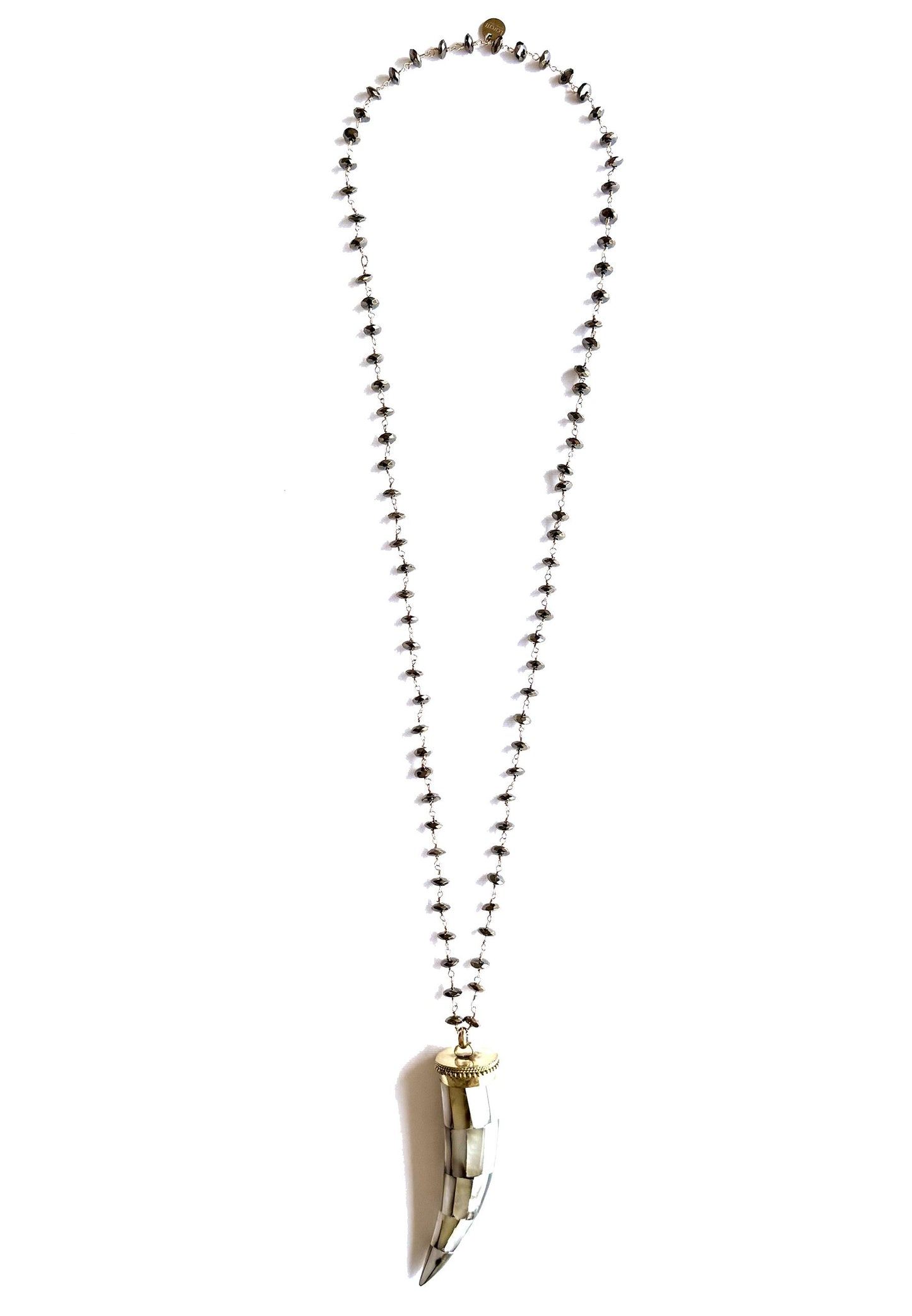 LARA11 - Collana Lunga Corno GREY Madreperla