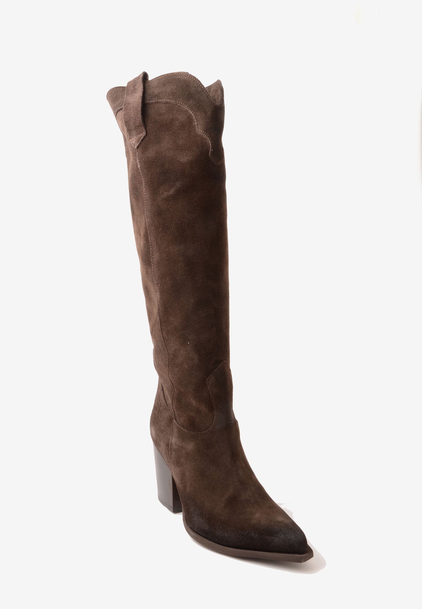 DIVINE FOLLIE - Stivale Texano Alto Crosta Moro