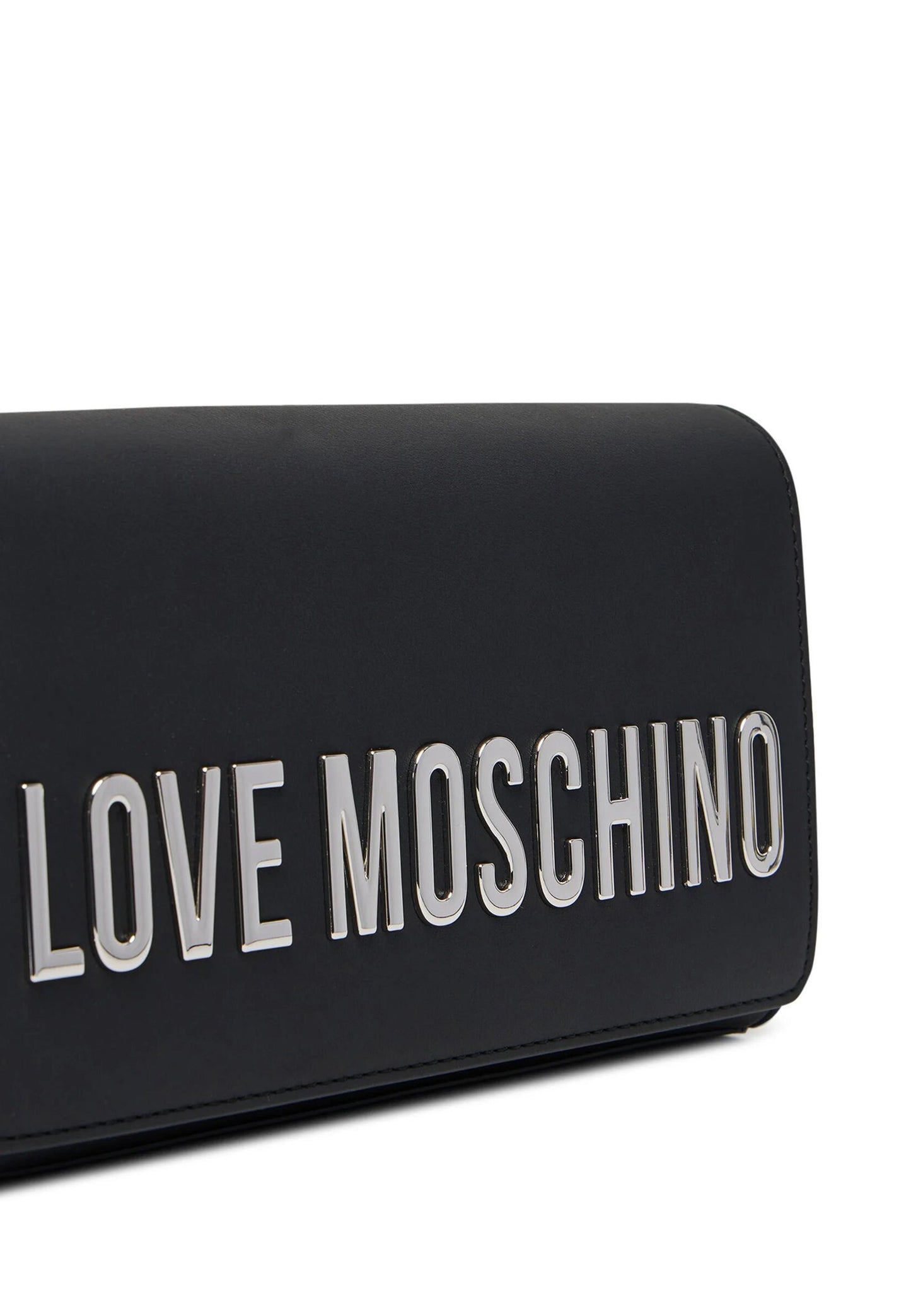 LOVE MOSCHINO - Borsetta A Tracolla Lettering Soft Touch Nero Argento