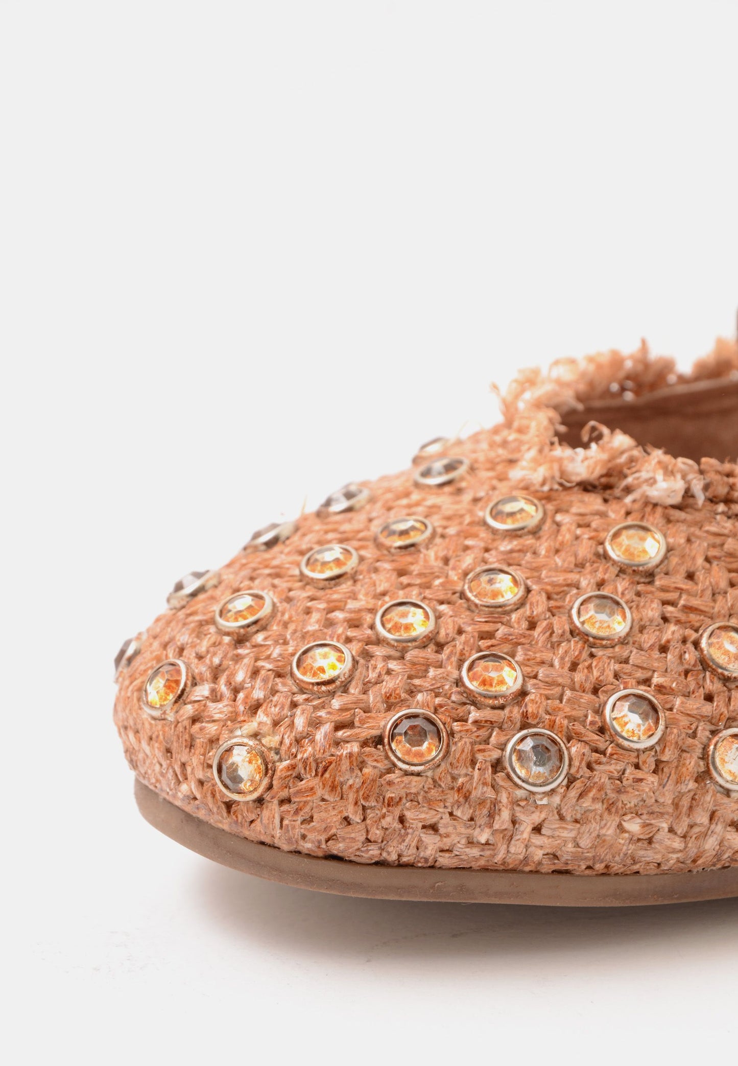 DIVINE FOLLIE - Ballerina Raffia e Strass Cuoio