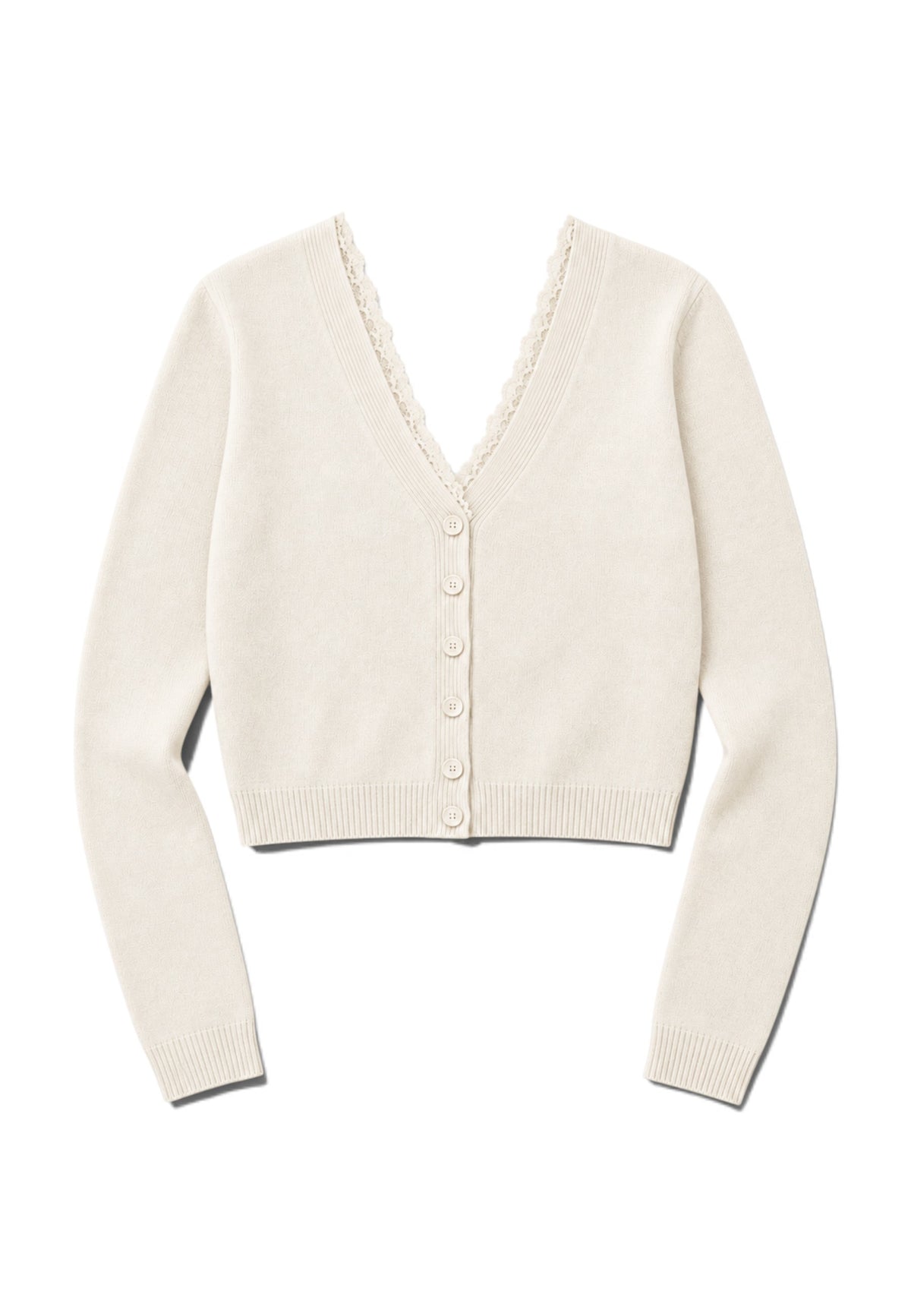 MOTEL - Cardigan Bottone Fronte e Retro Ecru