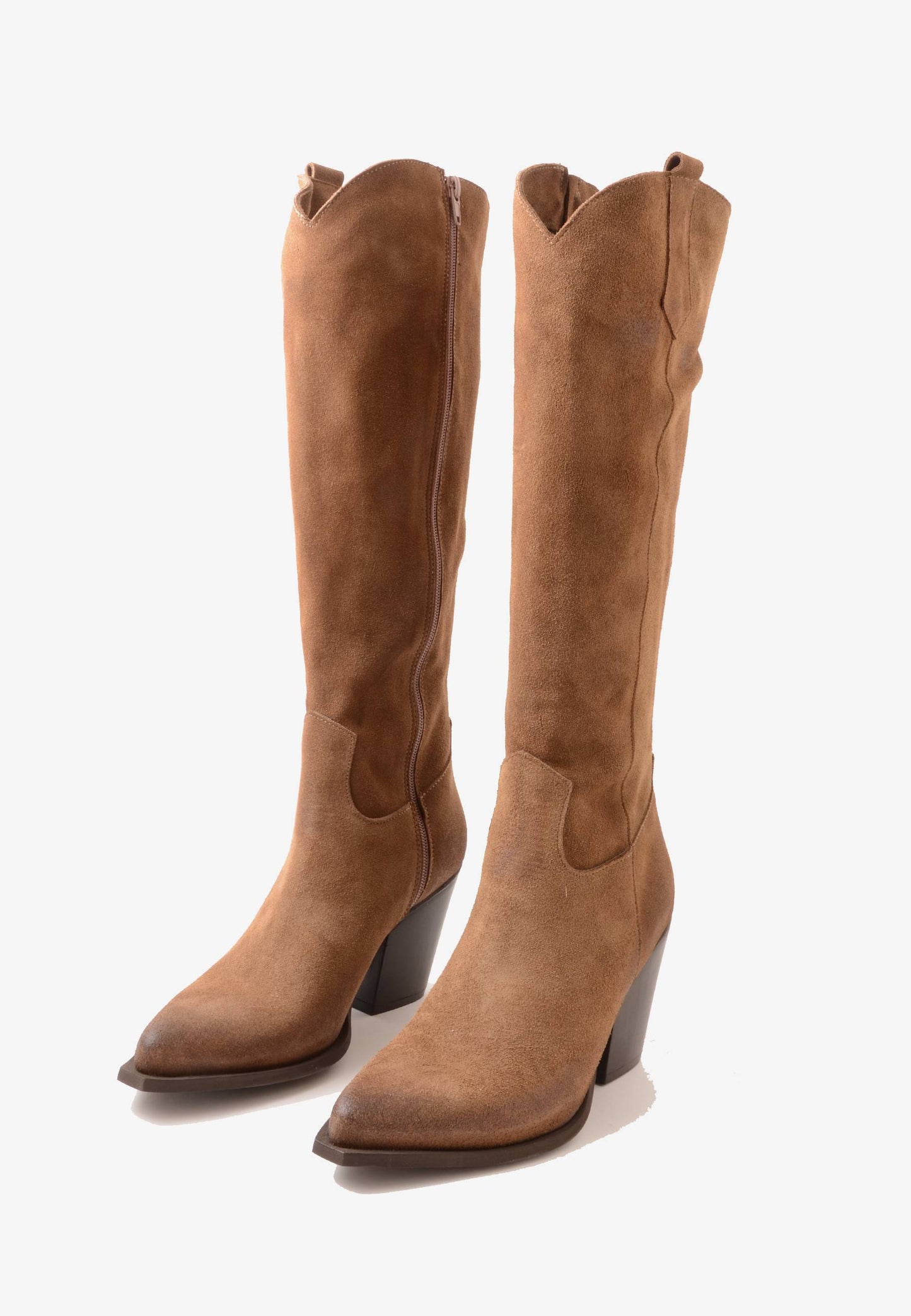 DIVINE FOLLIE - Stivale Alto Texano Camoscio Taupe