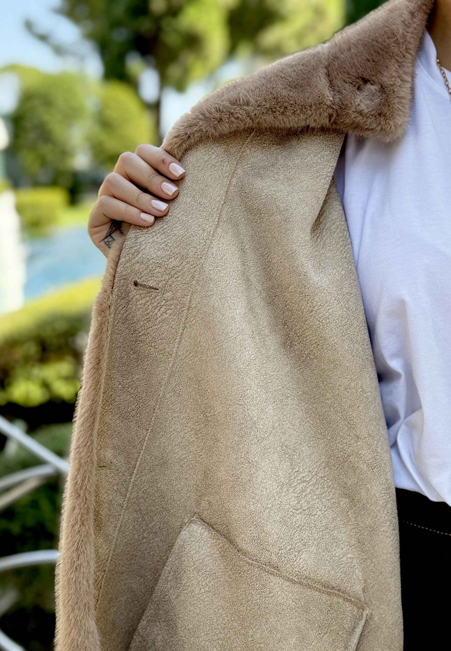ALEX & MAX - Cappa In Ecopelliccia Taupe