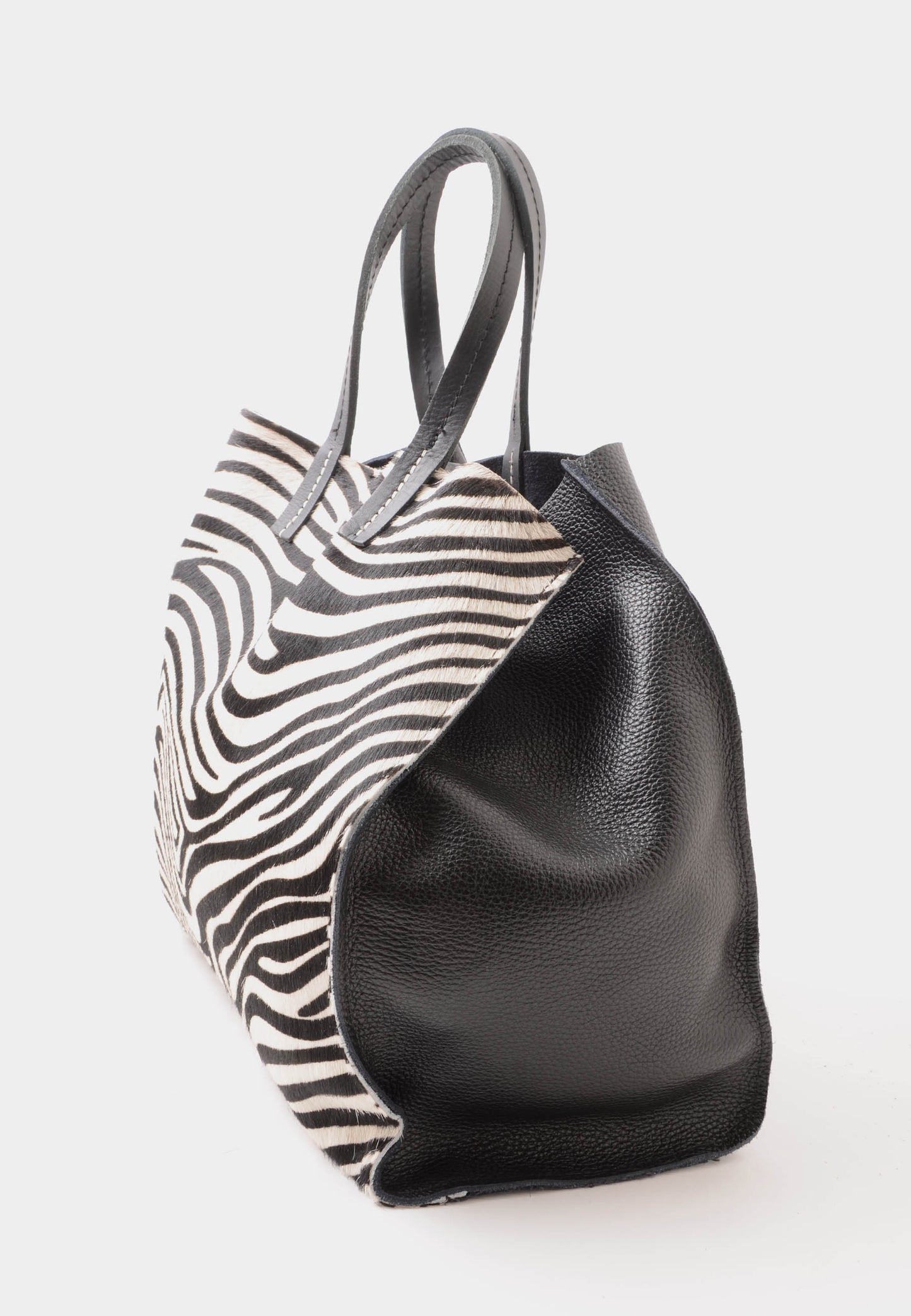 NUNZIA - Tote Bag Cavallino SOFIA Zebrato Bianco